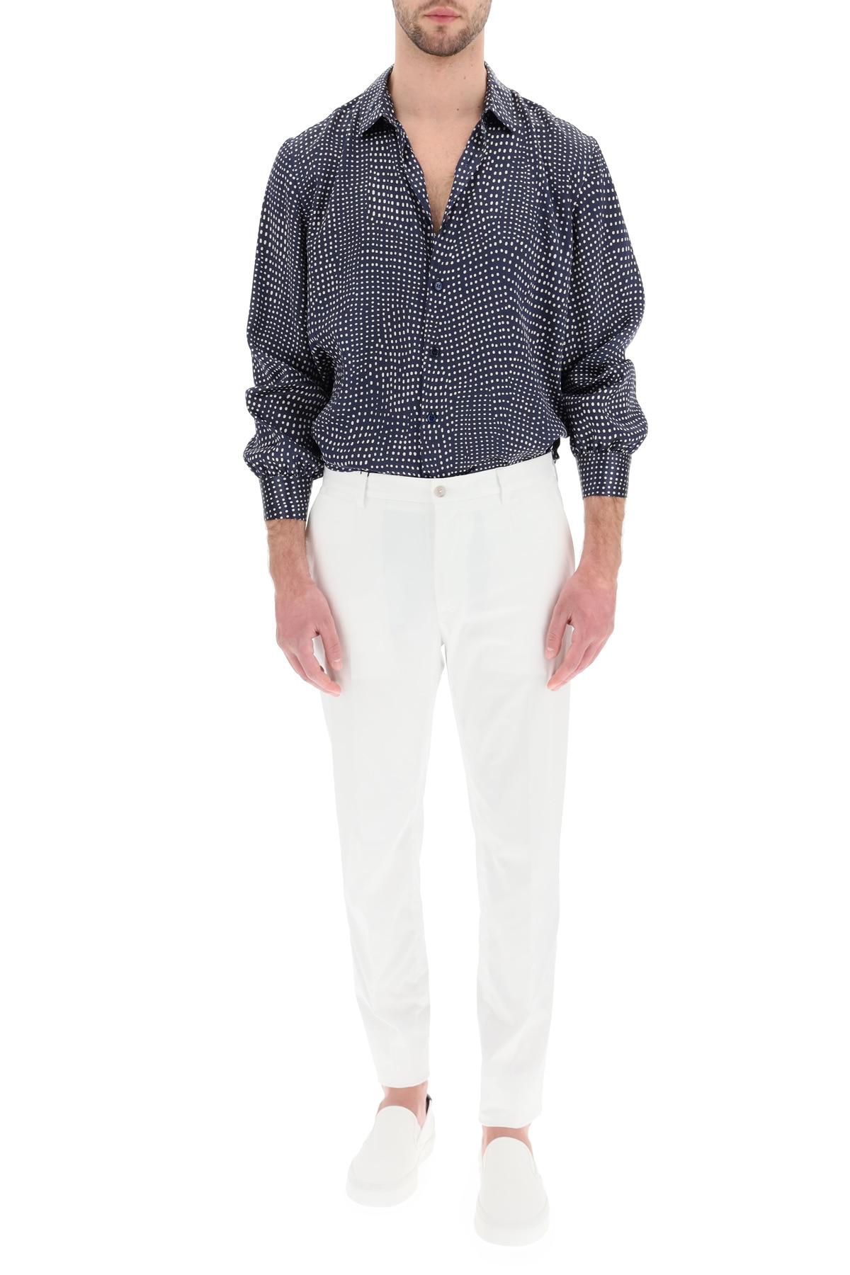 Saint Laurent Polka Dot Silk Satin Shirt in Blue,White (Blue) for 