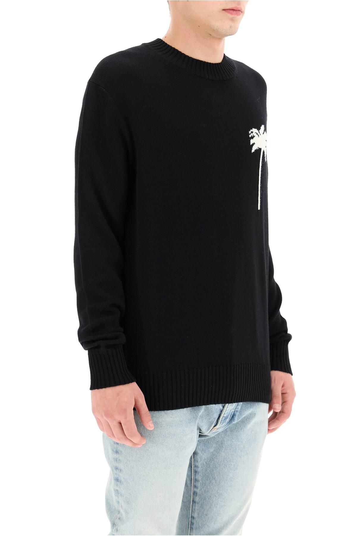 Palm Angels Wool Sweater With Palms in Black for Men - Lyst