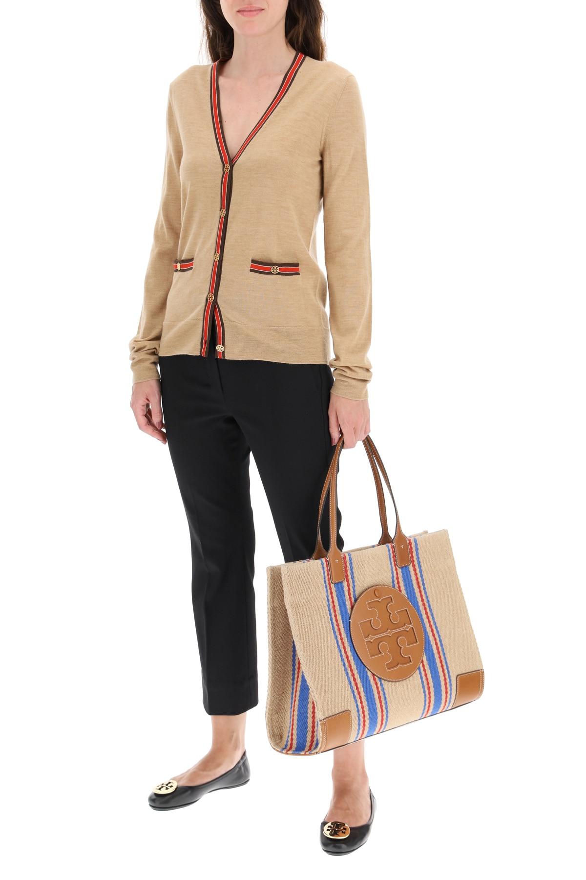 Tory Burch Ella Stripe Canvas Tote