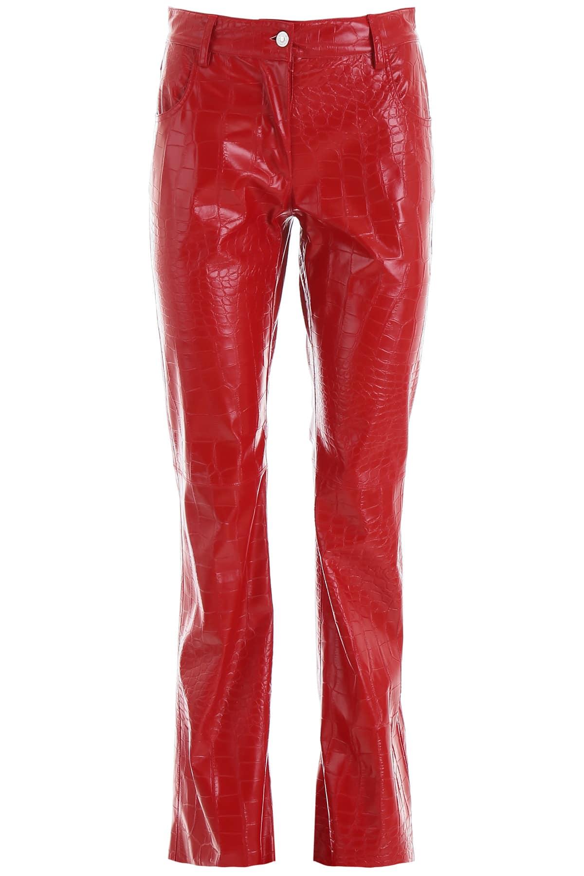 MSGM Croc-print Faux Leather Trousers 