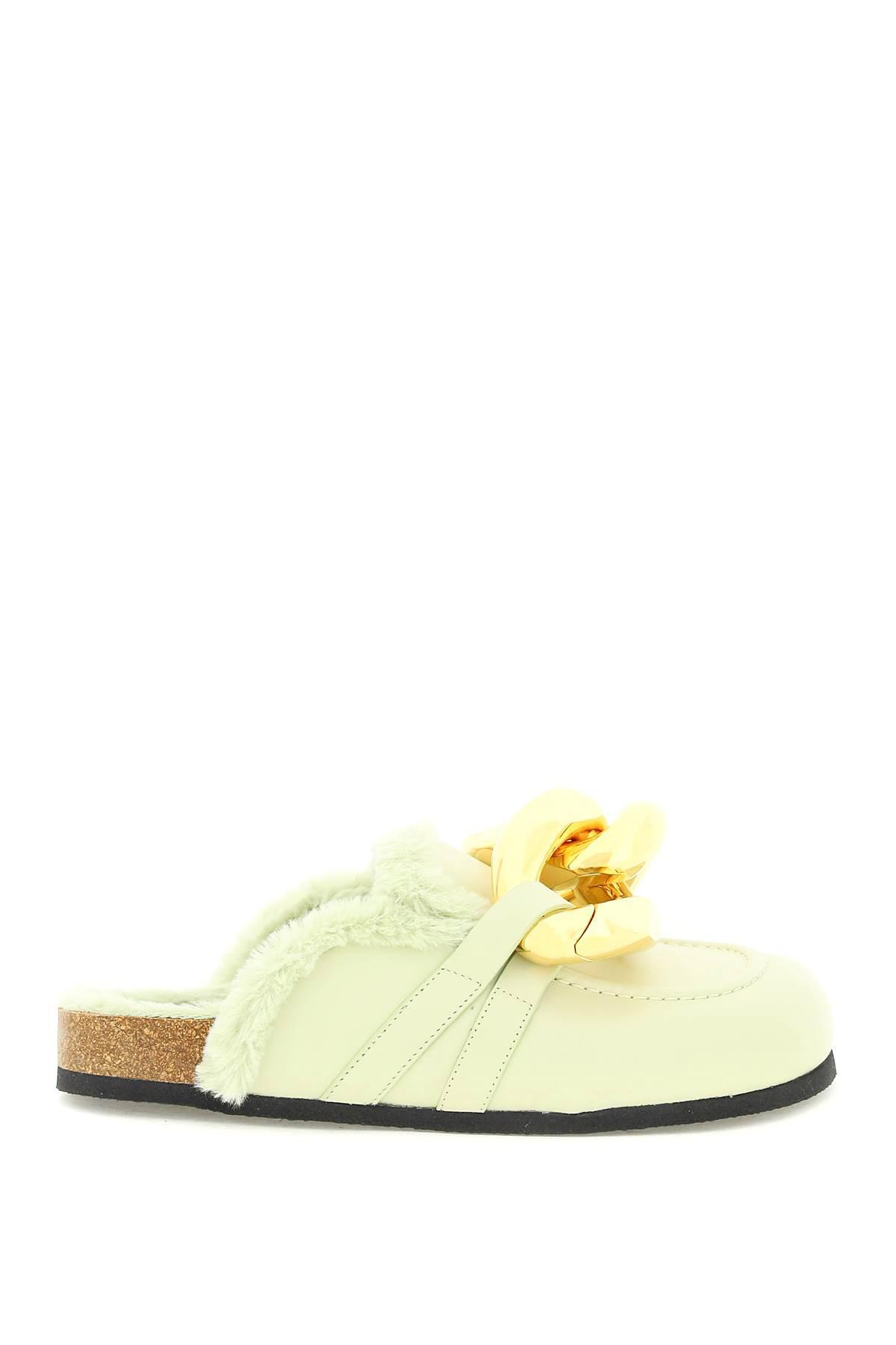 JW Anderson Leather Chain Mules With Ecofur Lining in Yellow | Lyst