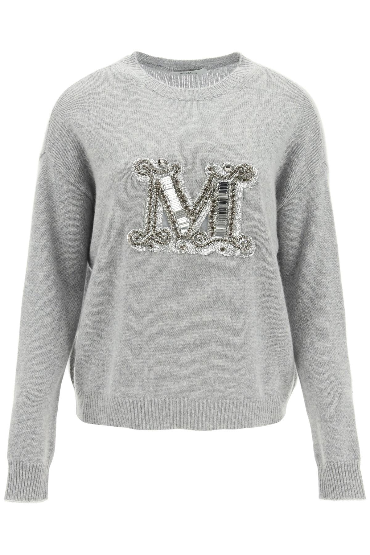 Max Mara Rodeo Sweater M Logo With Crystals in Gray | Lyst