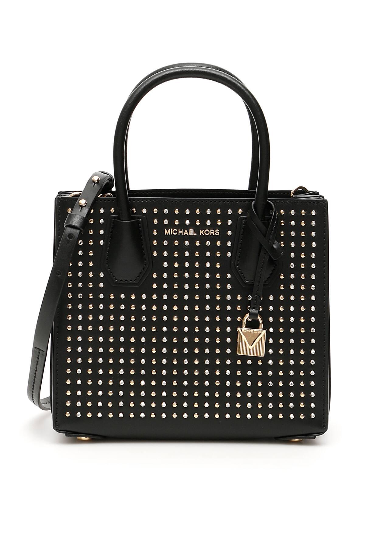 Michael kors black 2024 purse with gold studs