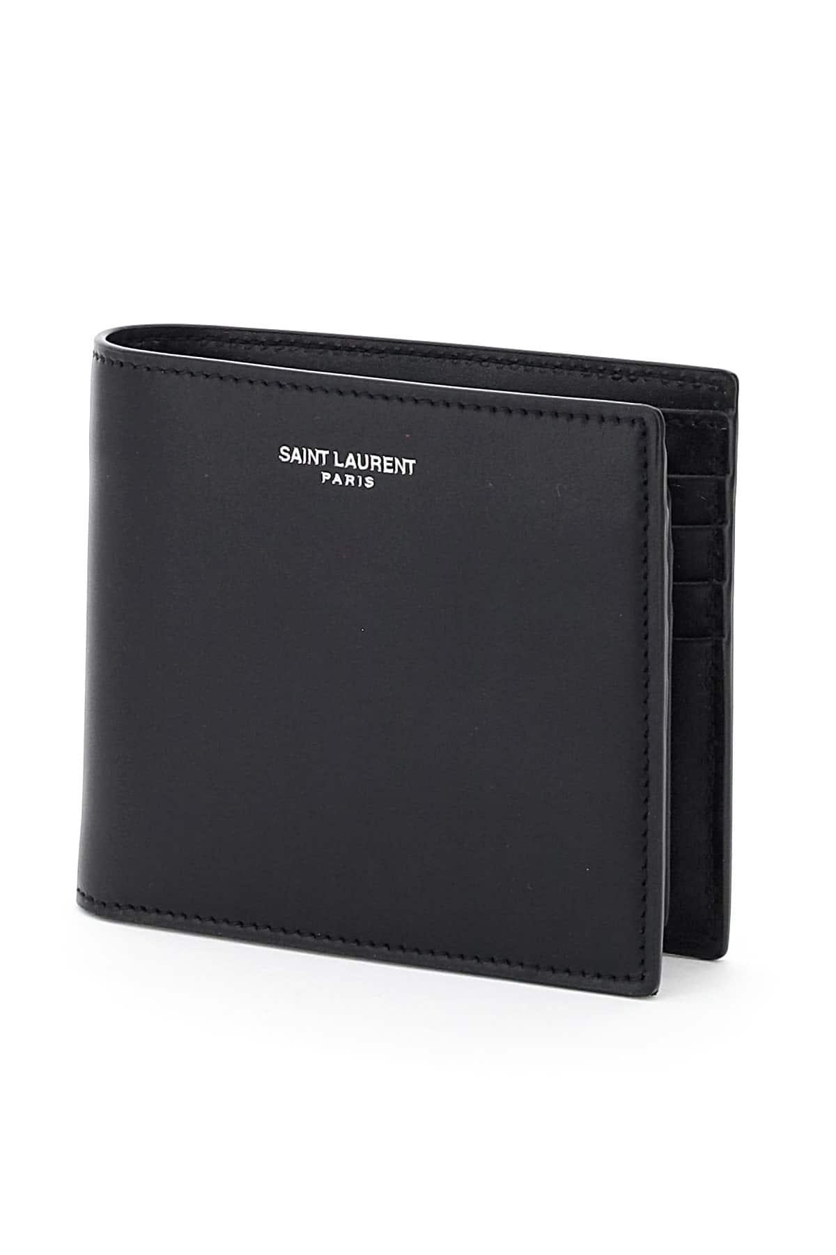 Saint Laurent Leather Bifold Wallet With Card Holder in Black for Men