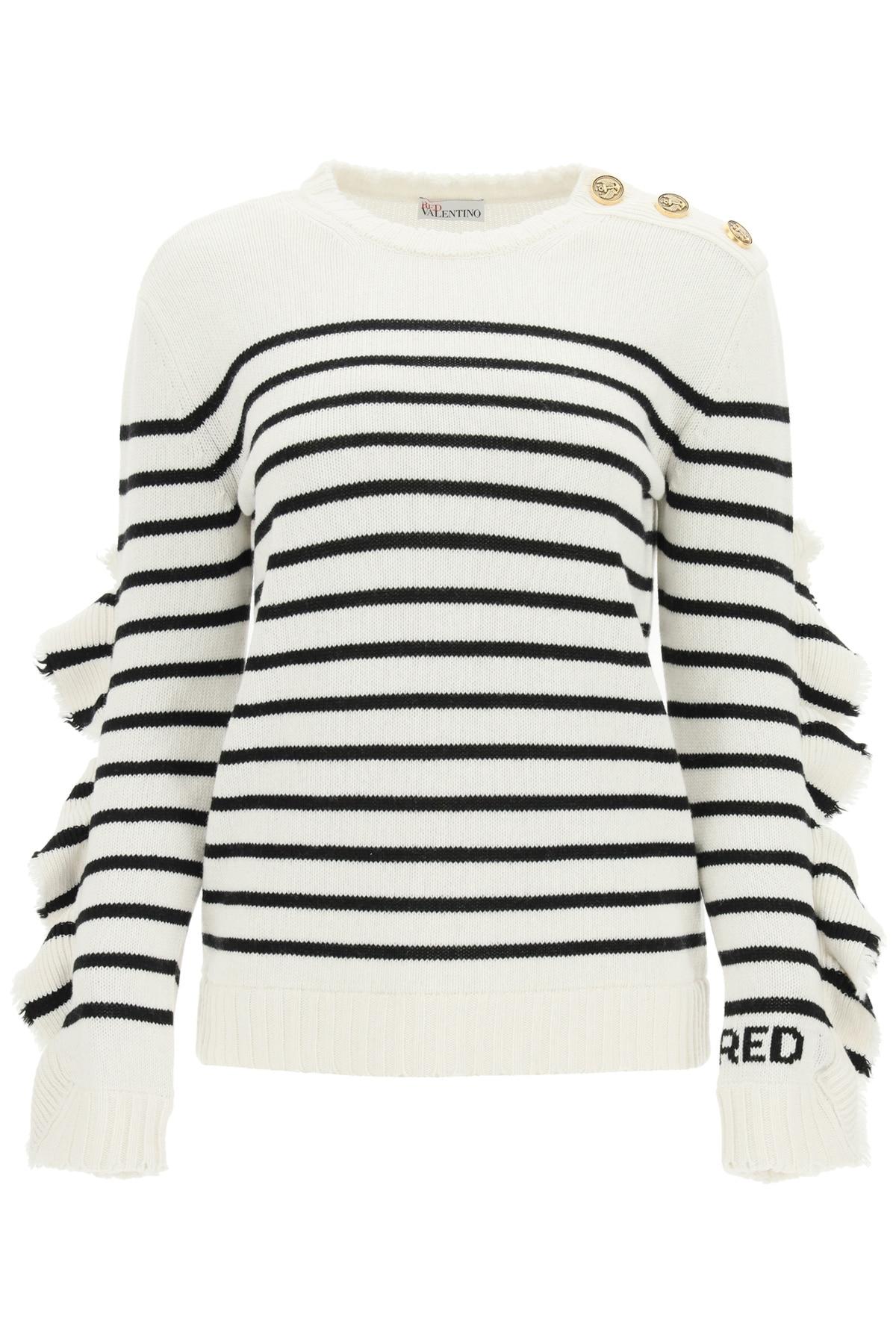 Striped Sweater With Ruffles