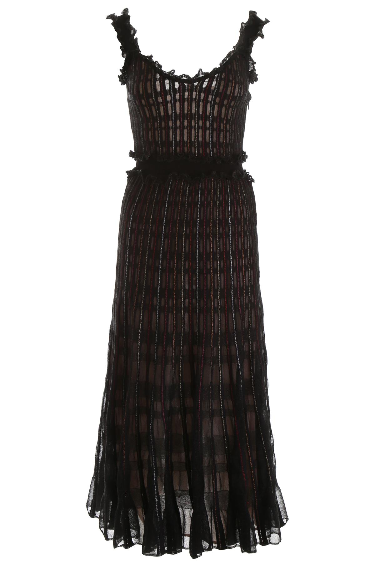 Alexander McQueen Silk Ruched Midi Dress in Black,Metallic (Black) - Lyst