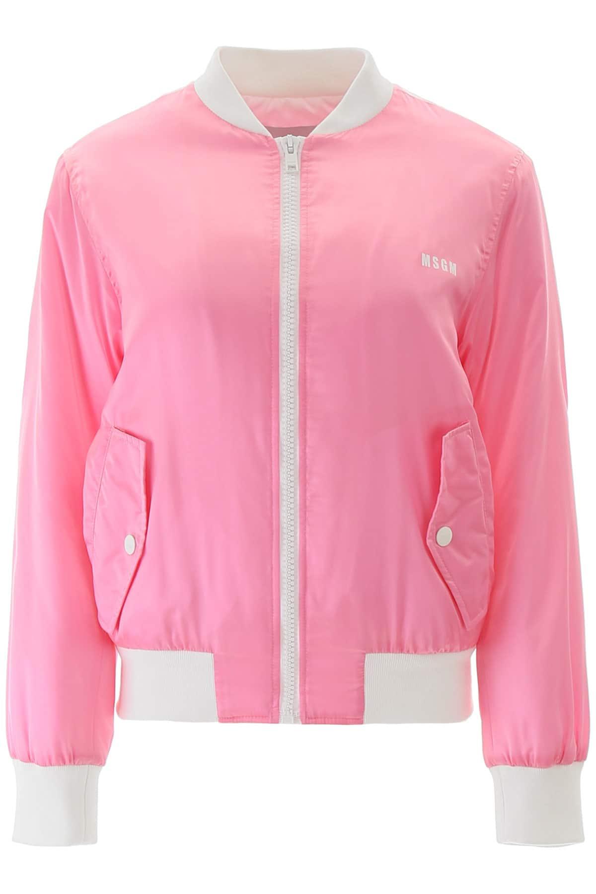 MSGM Satin Bomber Jacket in Pink - Lyst