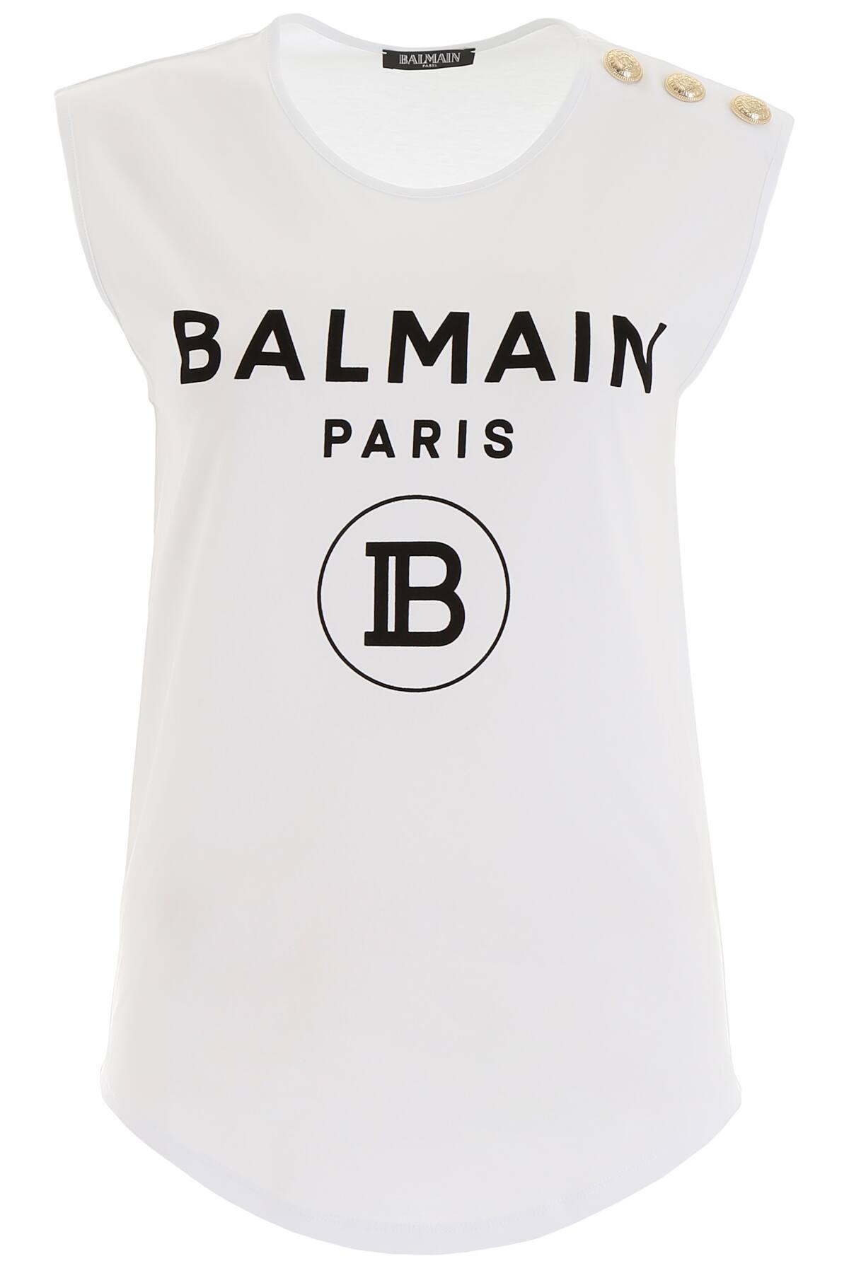 Balmain Sleeveless T-shirt in White,Black (White) - Save 30% - Lyst