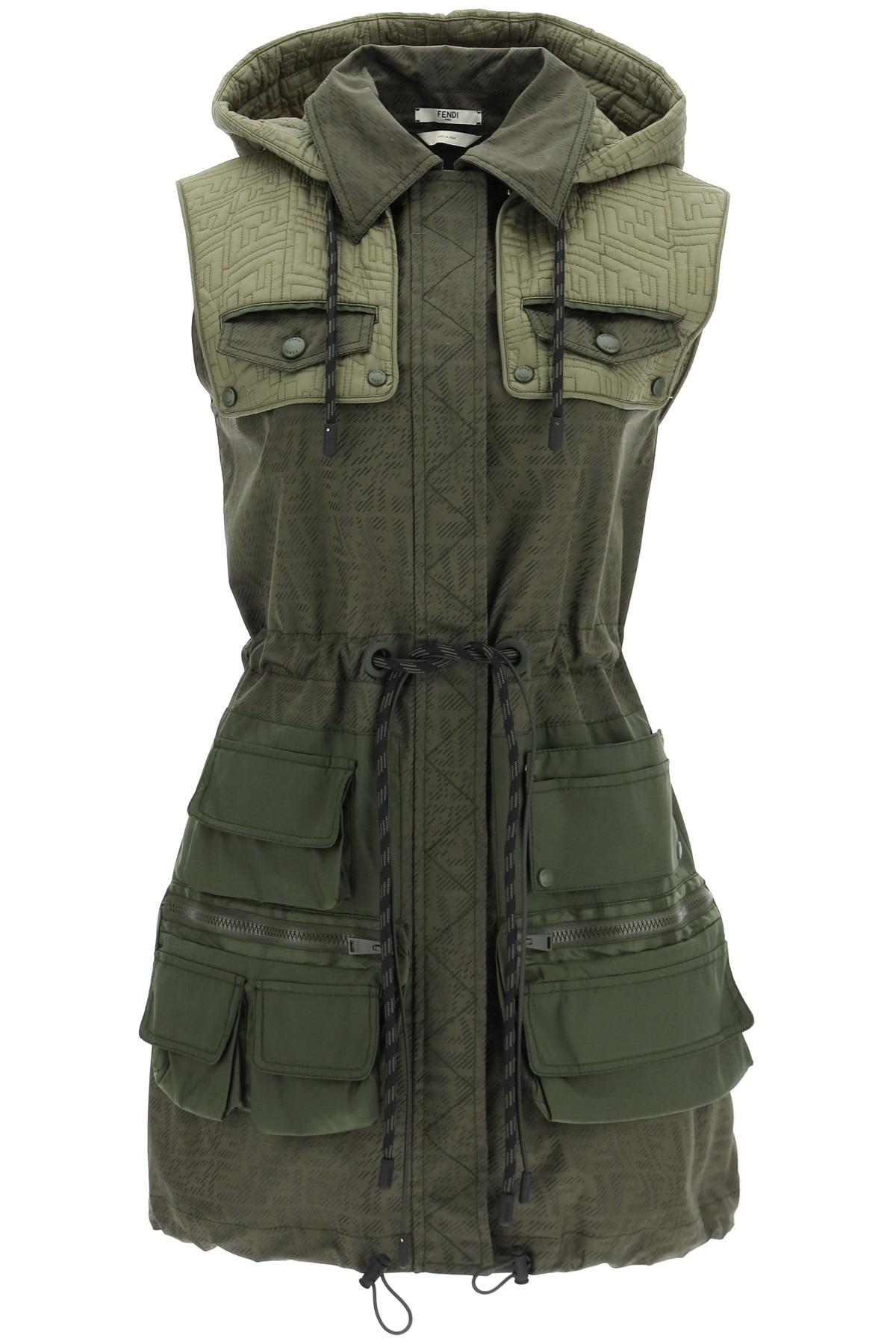 Fendi Cotton Cargo Ff Gilet in Green | Lyst