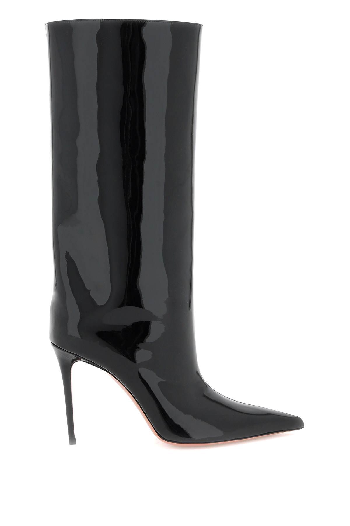 amina black leather boots