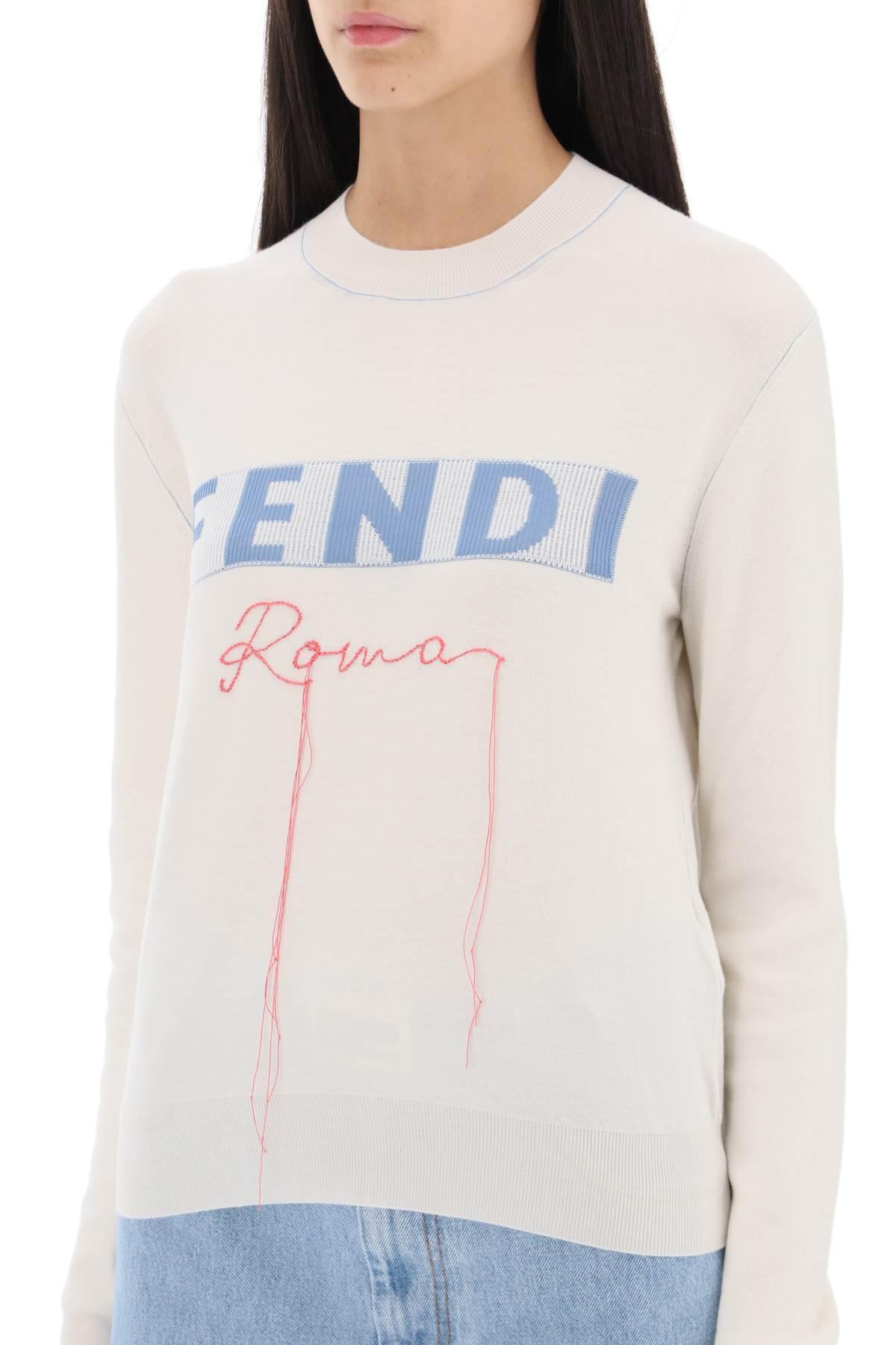 Fendi Logo Print Sweater in White Lyst