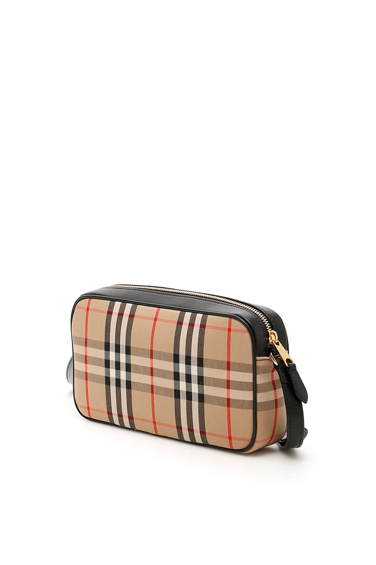 Burberry Leather Vintage Check Camera Bag in Beige,Black,Red (Black) Lyst