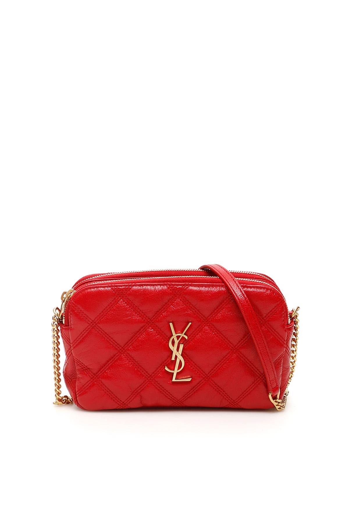 Yves Saint Laurent | Bags | Saint Laurent Monogram Logo Ysl Quilted Lou  Style Wristlet Pouch Bag Red Leather | Poshmark