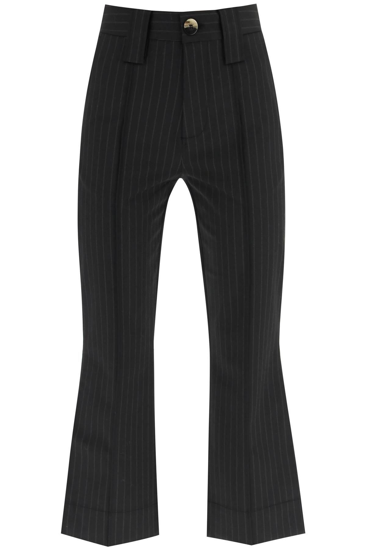 Ganni Pinstripe Cropped Pants In Black Lyst ganni-pinstripe-cropped-pants-in-black-lyst
