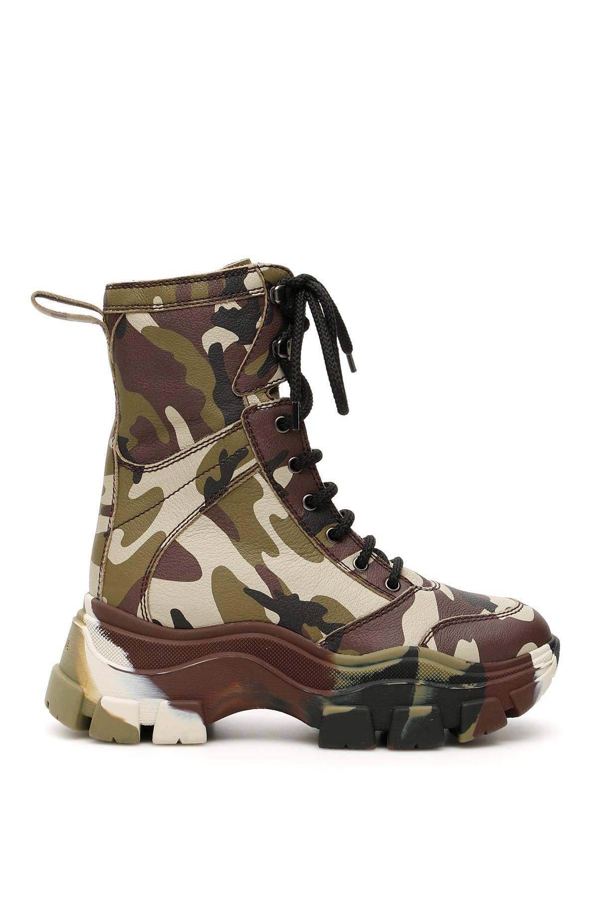 Prada Leather Camouflage Combat Boots in Green,Brown,Beige (Green) | Lyst