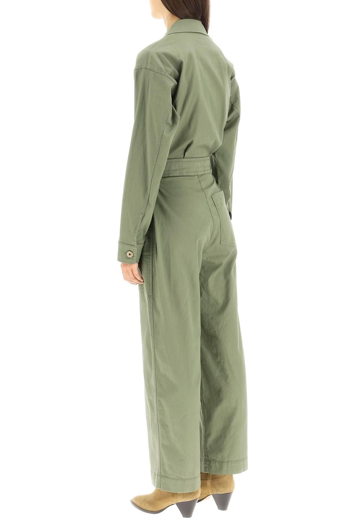 Womens Clothing Jumpsuits and rompers Full-length jumpsuits and rompers Weekend by Maxmara nogal Washed Cotton Workwear Jumpsuit in Green 