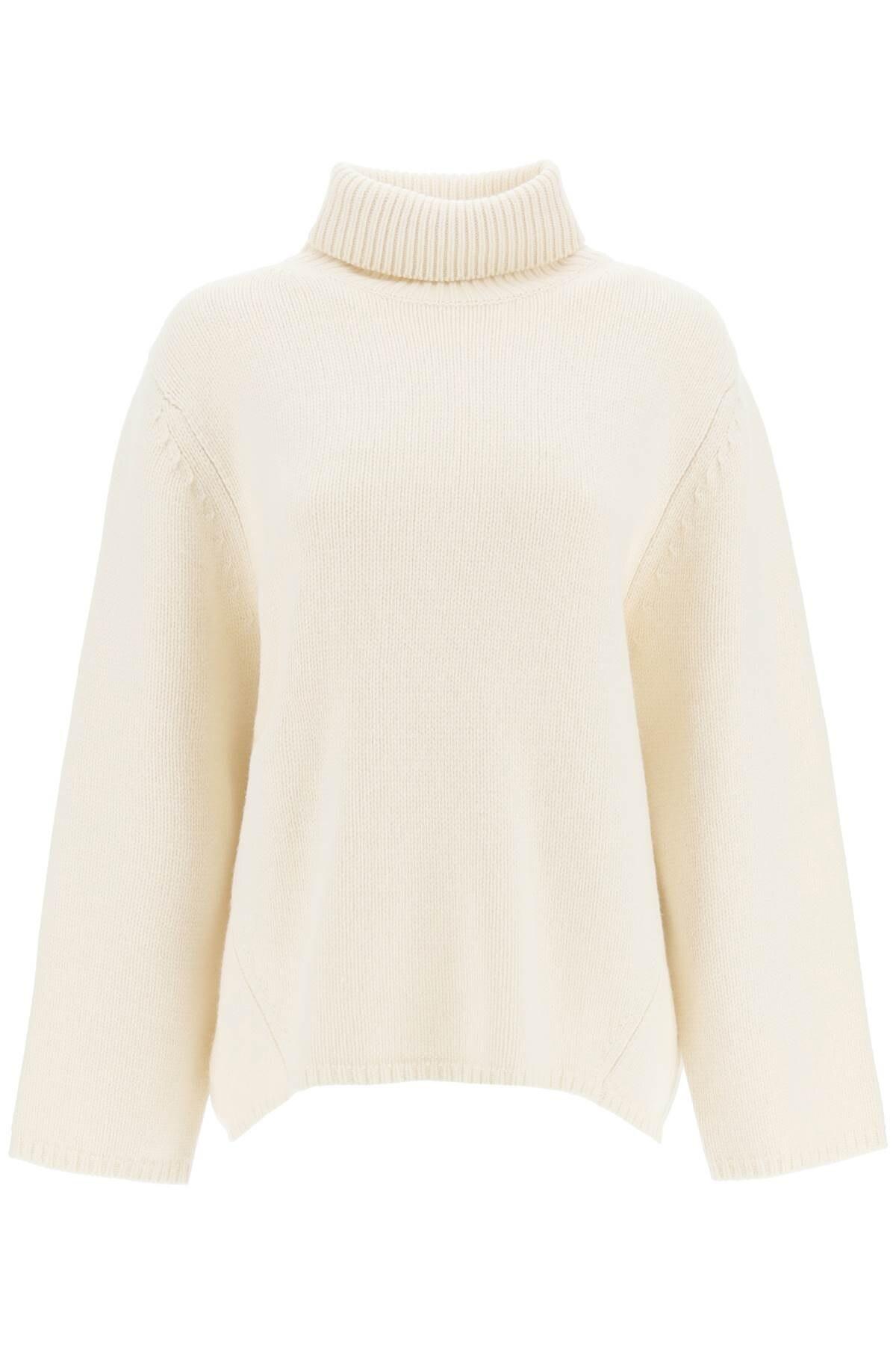 Totême Oversized Wool And Cashmere Turtleneck Sweater in White | Lyst ...