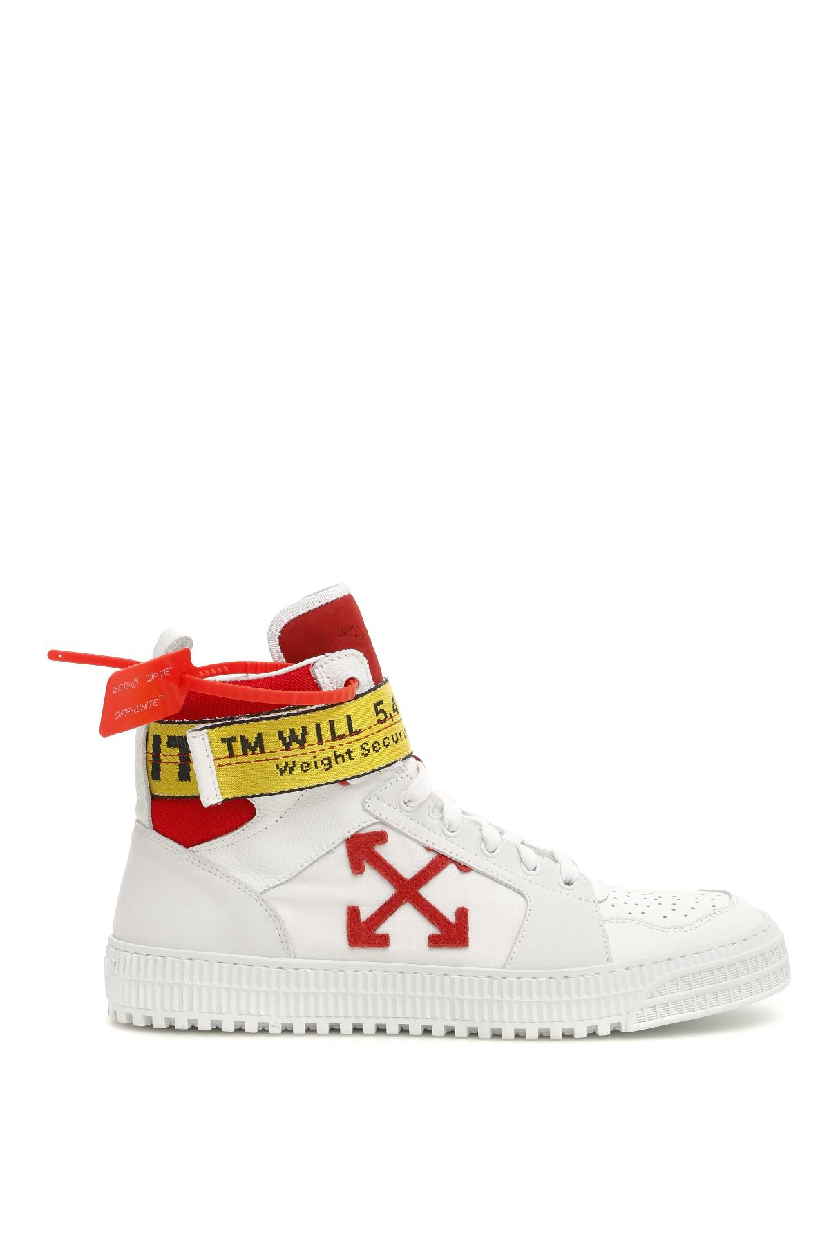 Off-White c/o Virgil Abloh Leather White And Red Industrial High-top  Sneakers for Men | Lyst