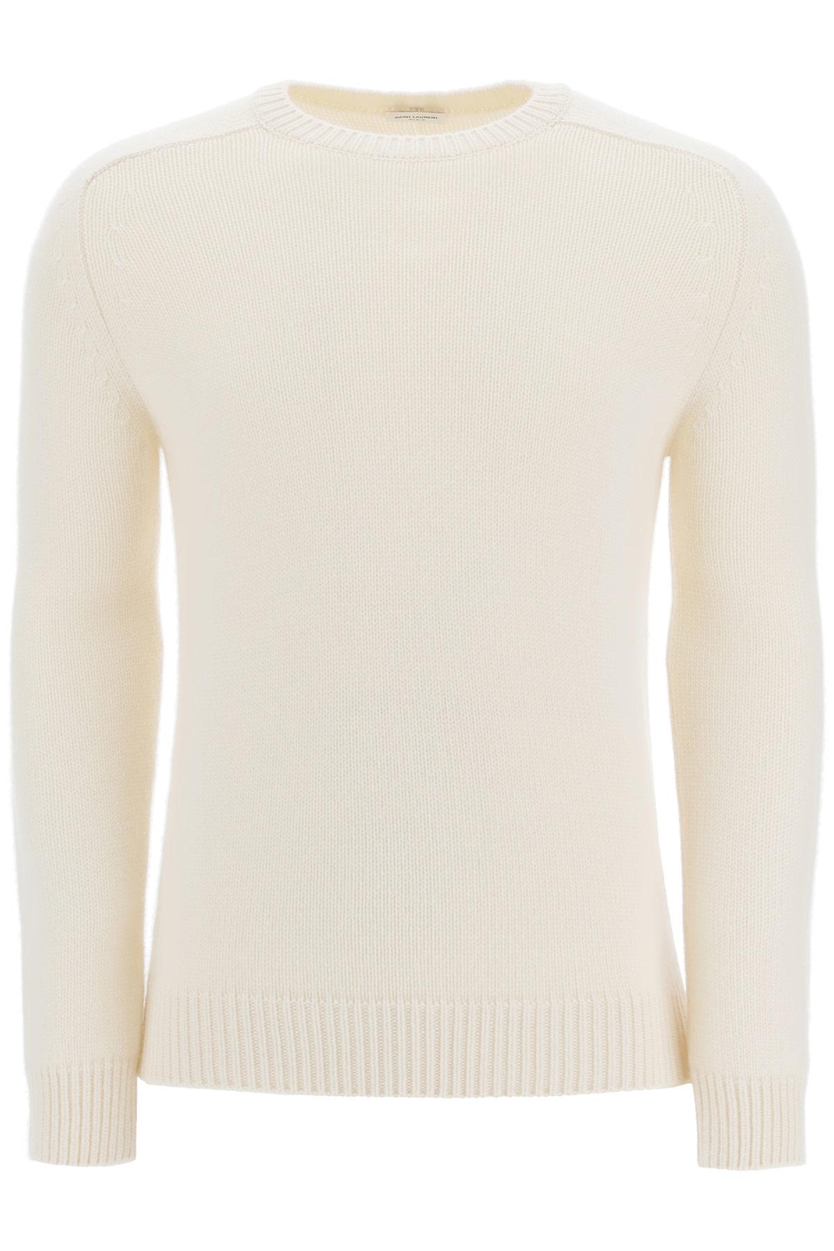 Saint Laurent Cashmere Sweater in White for Men - Lyst