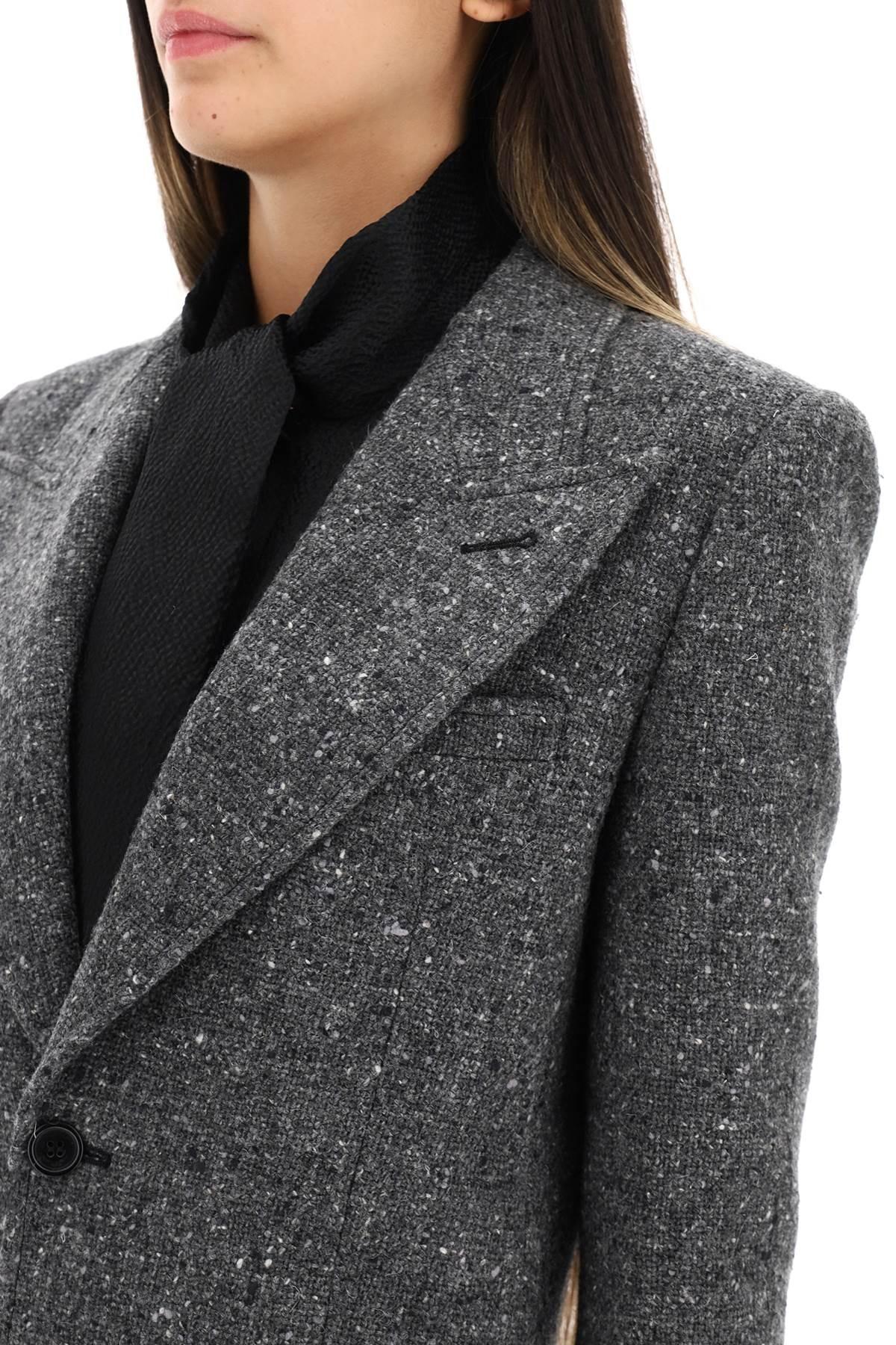 Saint Laurent Tweed Single-breasted Jacket in Black