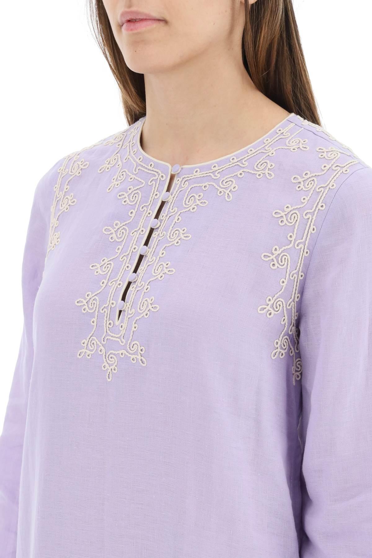 Womens Clothing Dresses Casual and day dresses Tory Burch Linen Embellished Caftan in Purple 