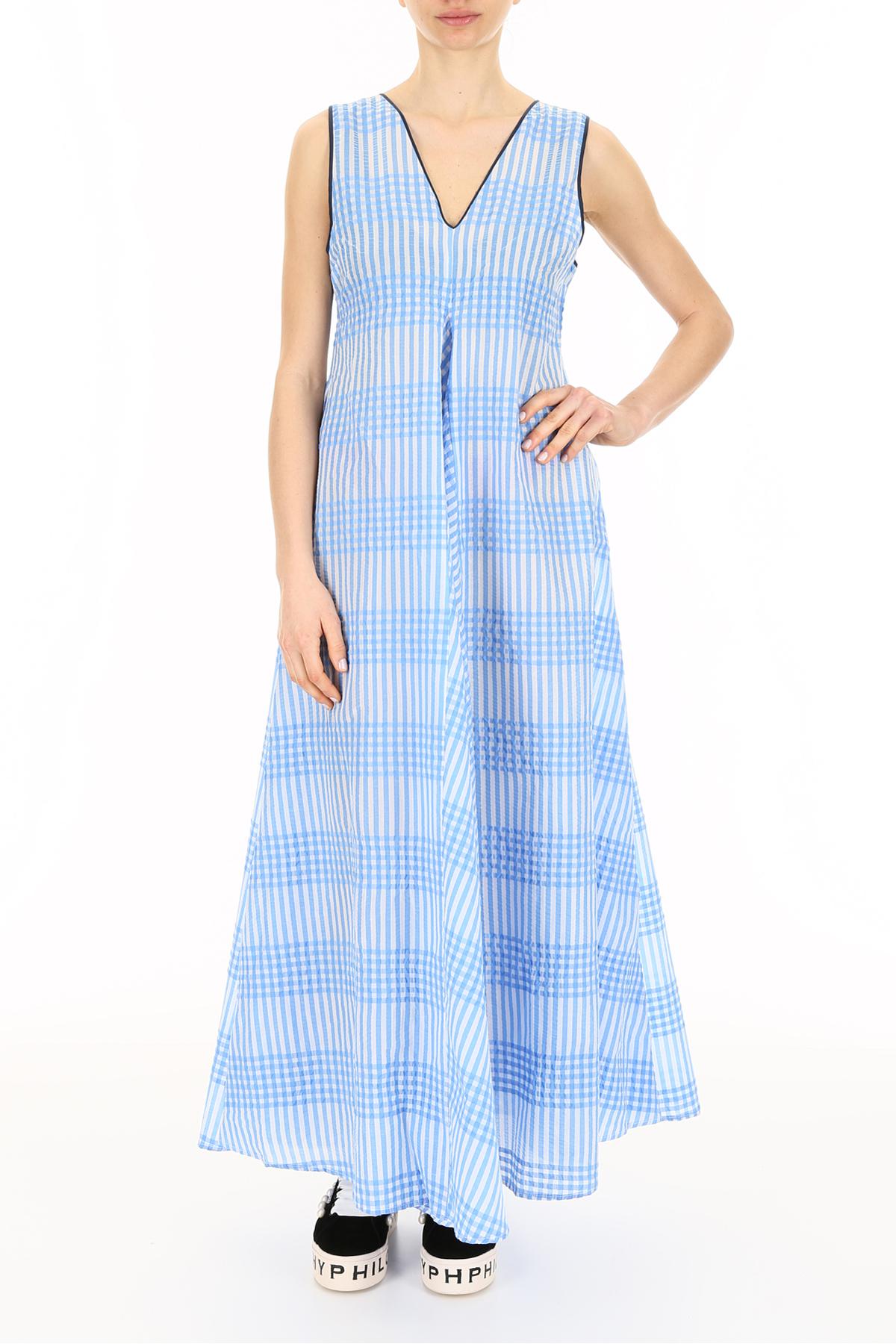 Ganni Cotton Charron Maxi Dress in Blue - Lyst