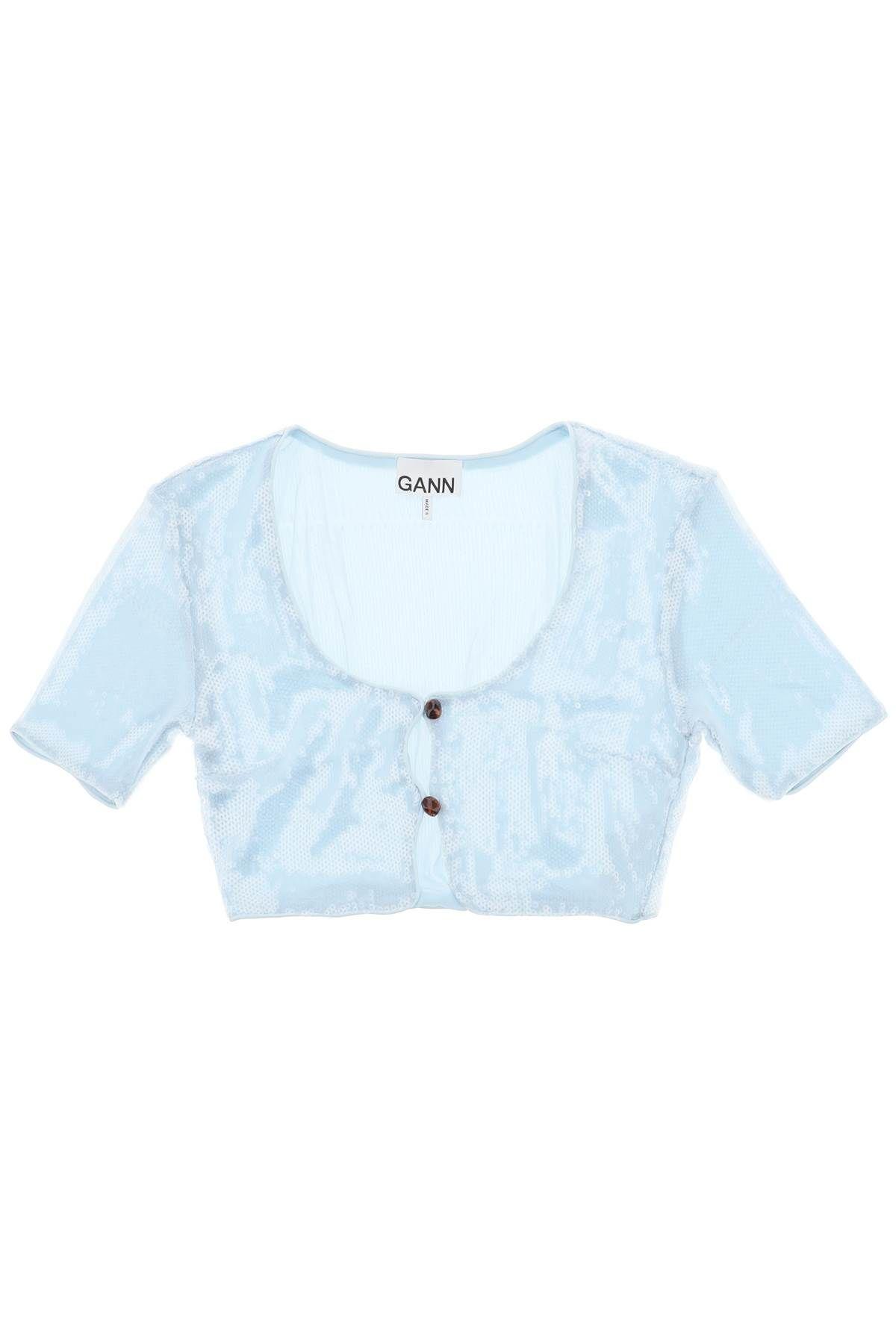 Ganni Sequin Cropped Top in Blue Lyst Canada