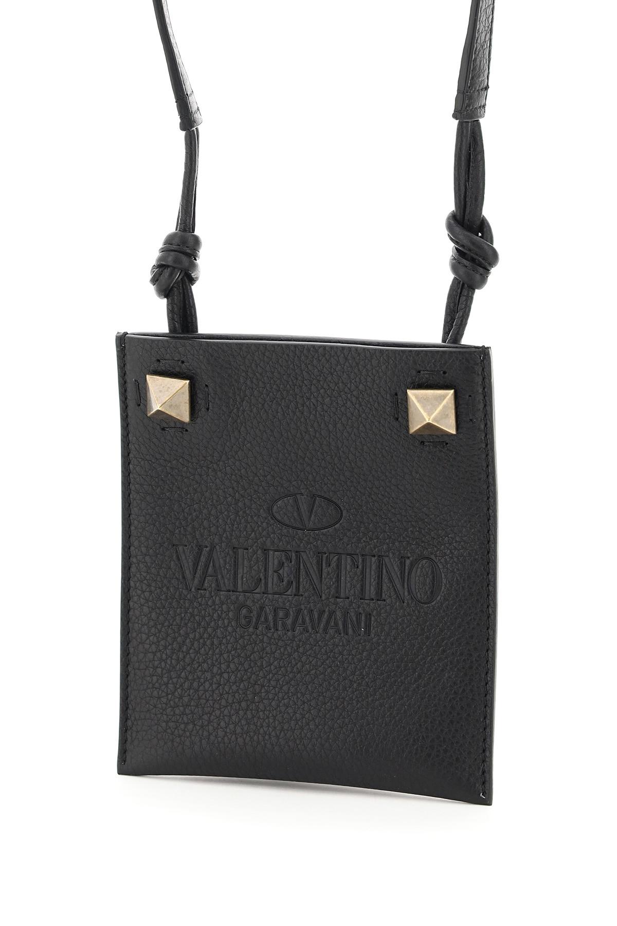 Valentino Garavani Leather Identity Phone Case With Shoulder Strap 