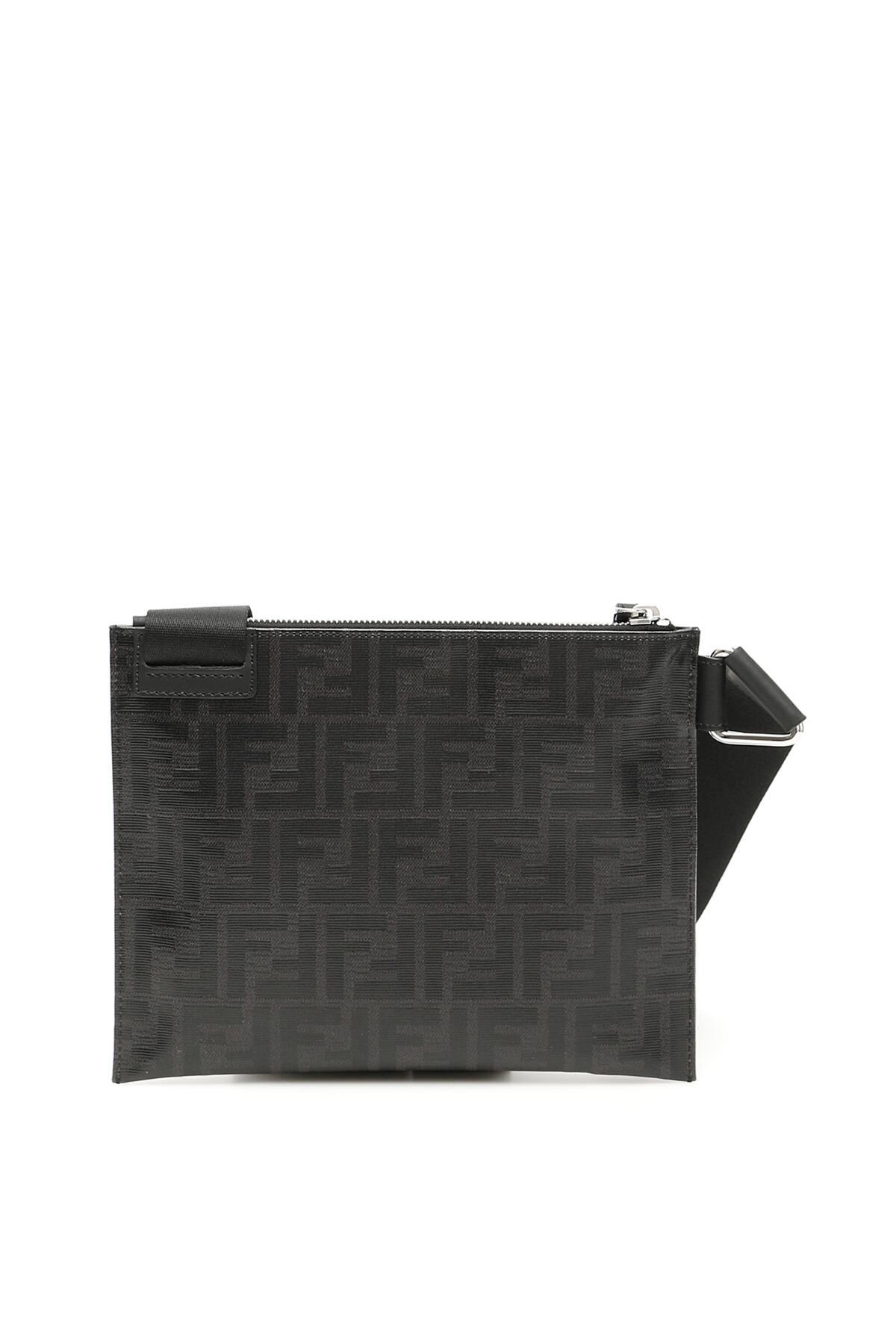 Fendi Leather Stamp Messenger Bag in Black for Men Lyst