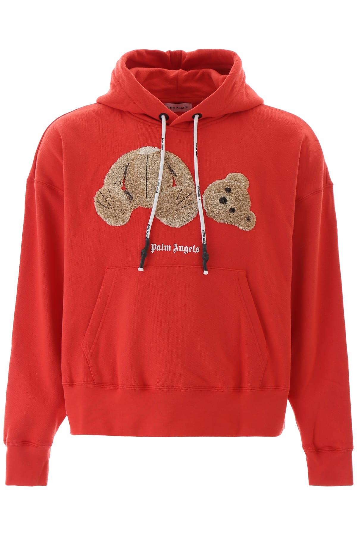 Palm Angels Cotton Jersey Hoodie W/ Bear Patch in Red/Brown (Red) for ...