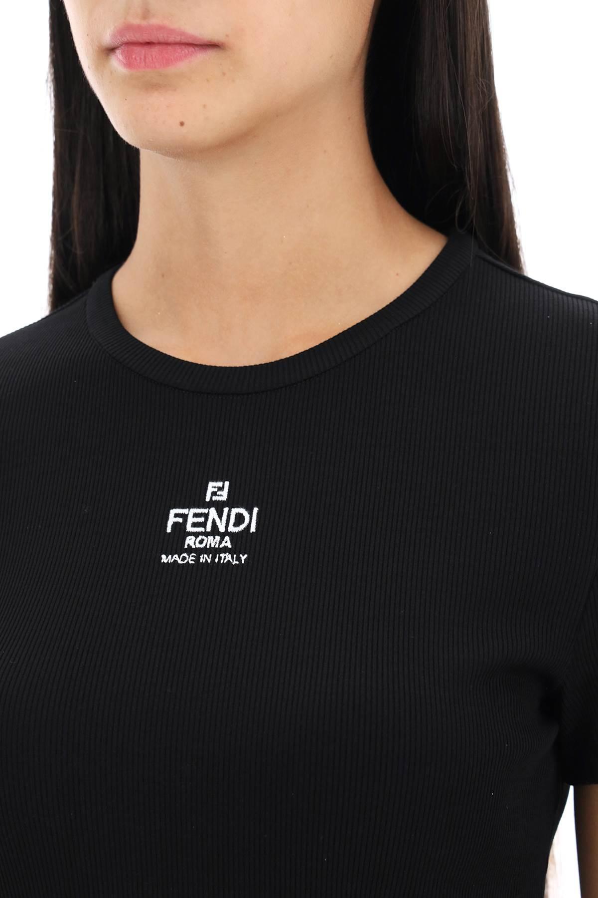 FENDI ROMA LOGO CROPPED T-SHIRT