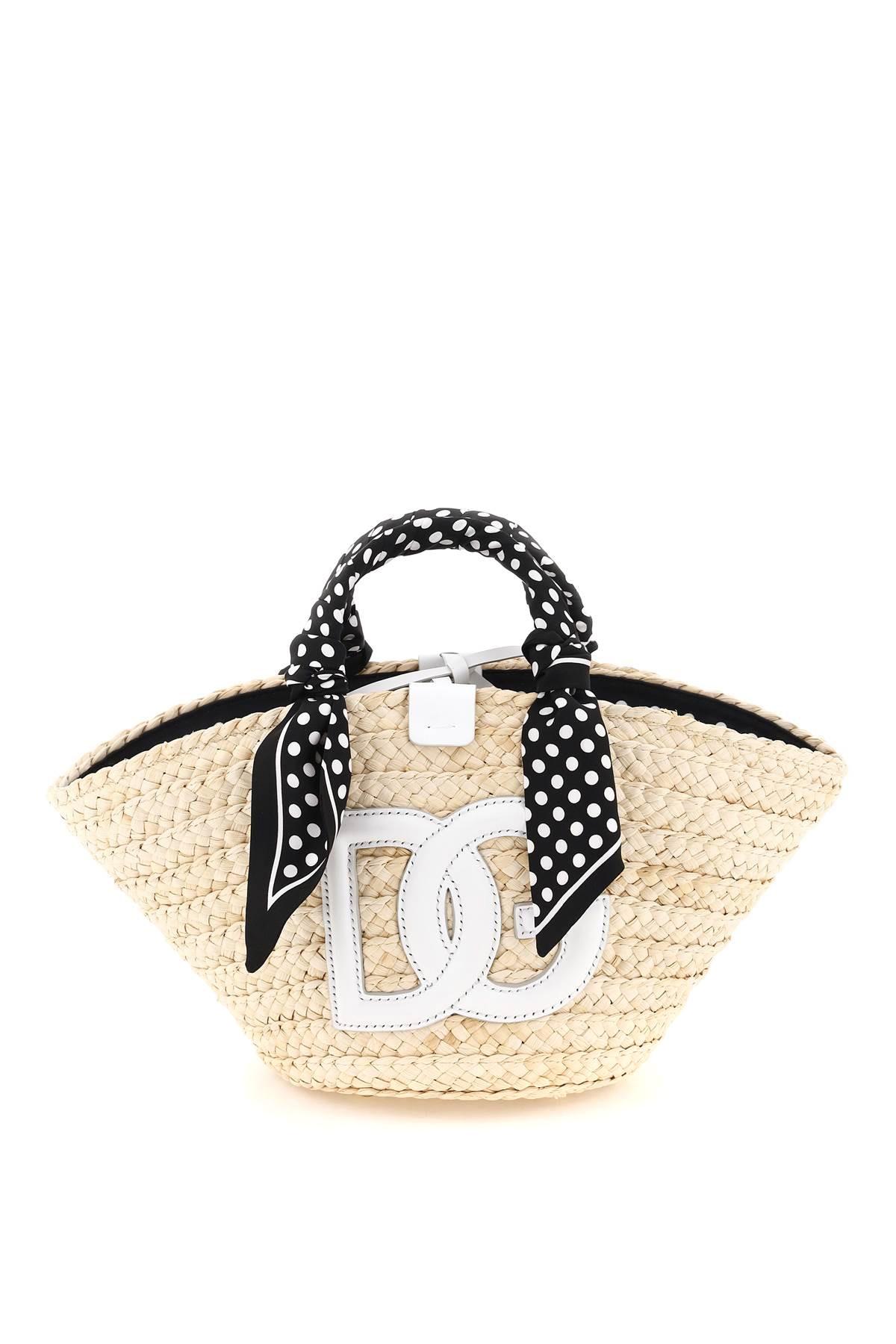 Dolce & Gabbana 'kendra' Small Straw Bag With Dg Logo in Natural | Lyst