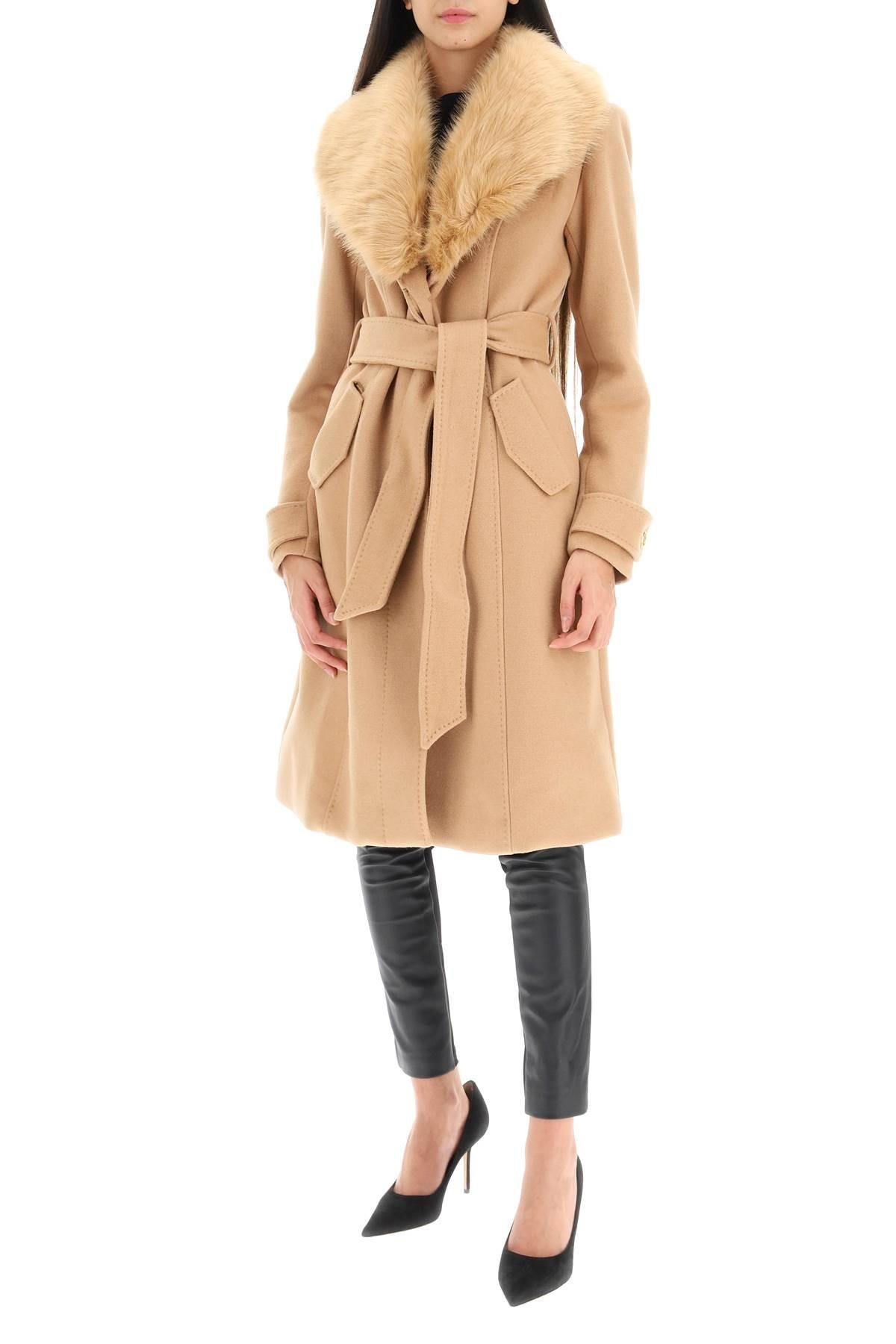 MARCIANO BY GUESS 'romina' Coat With Detachable Collar in Natural | Lyst
