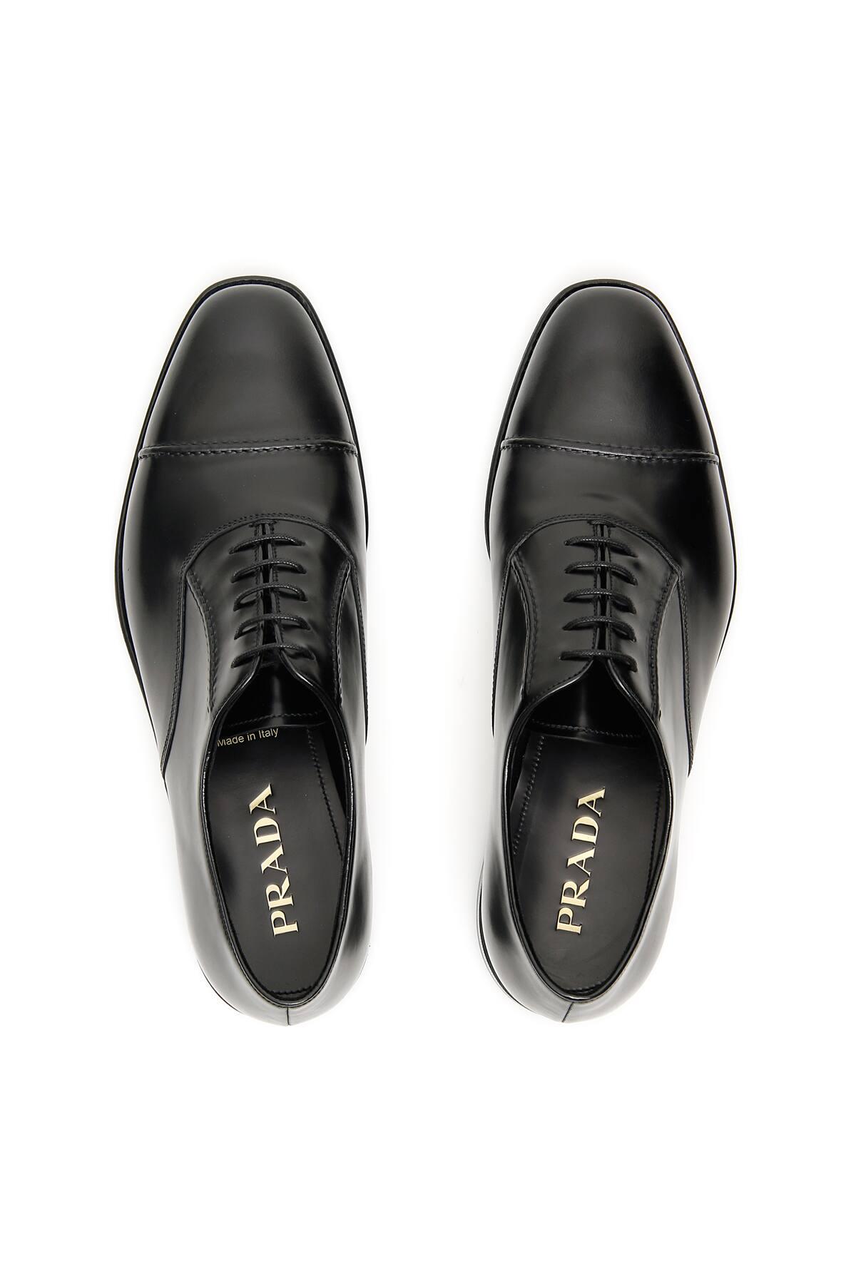 Prada Leather Oxford Lace-ups in Black for Men - Lyst