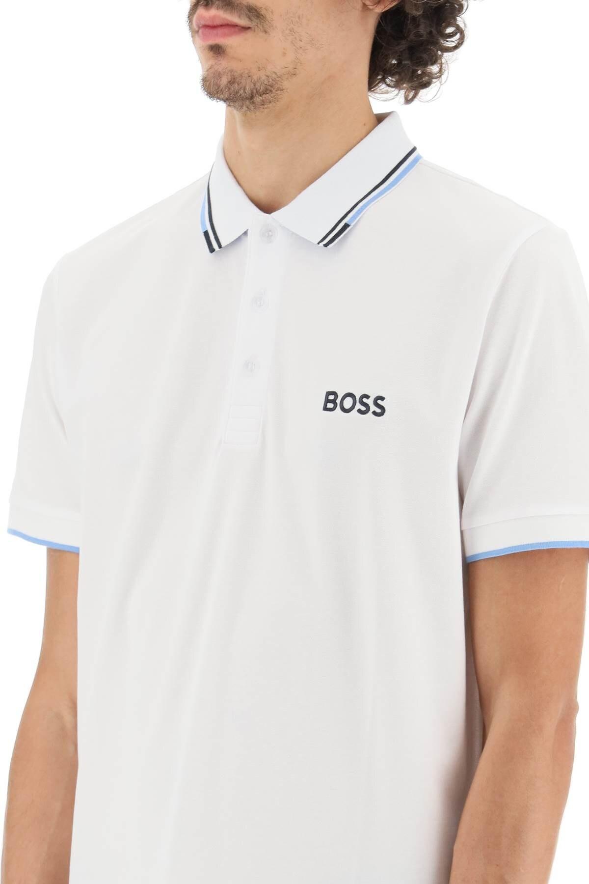 BOSS by HUGO BOSS Regular-fit Stretch Polo Shirt With Logo Embroidery in  White for Men | Lyst