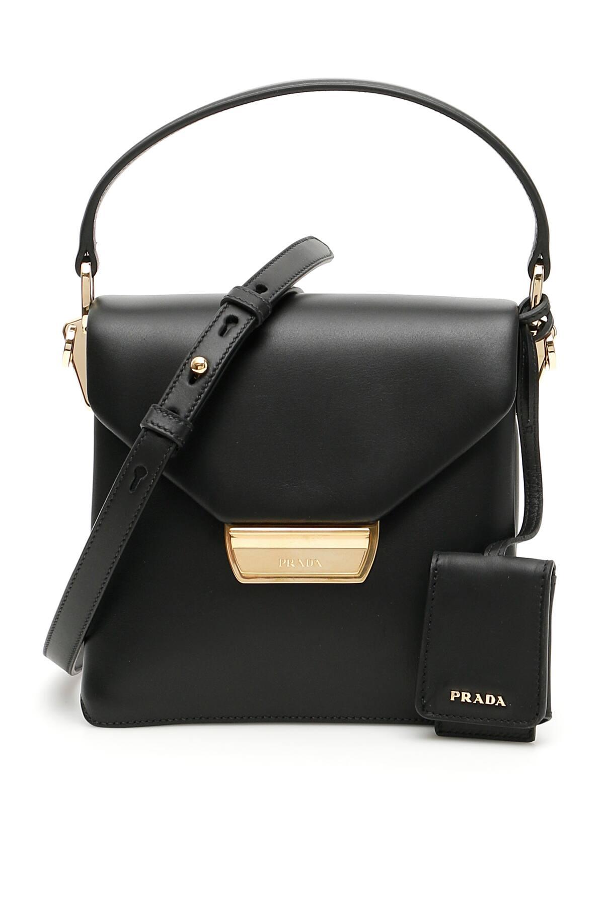 Prada Leather Top Handle Bag in Black Lyst