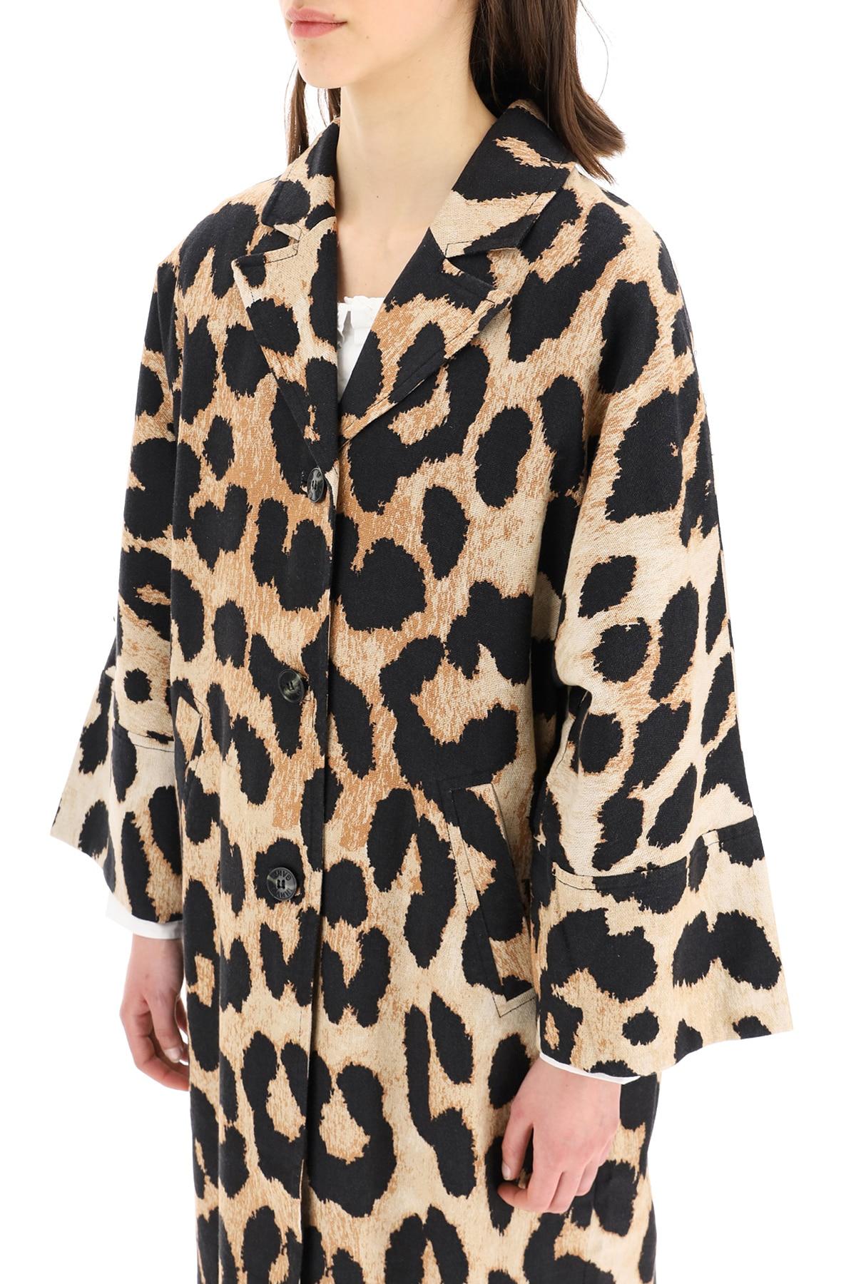 Ganni leopard print coat deals