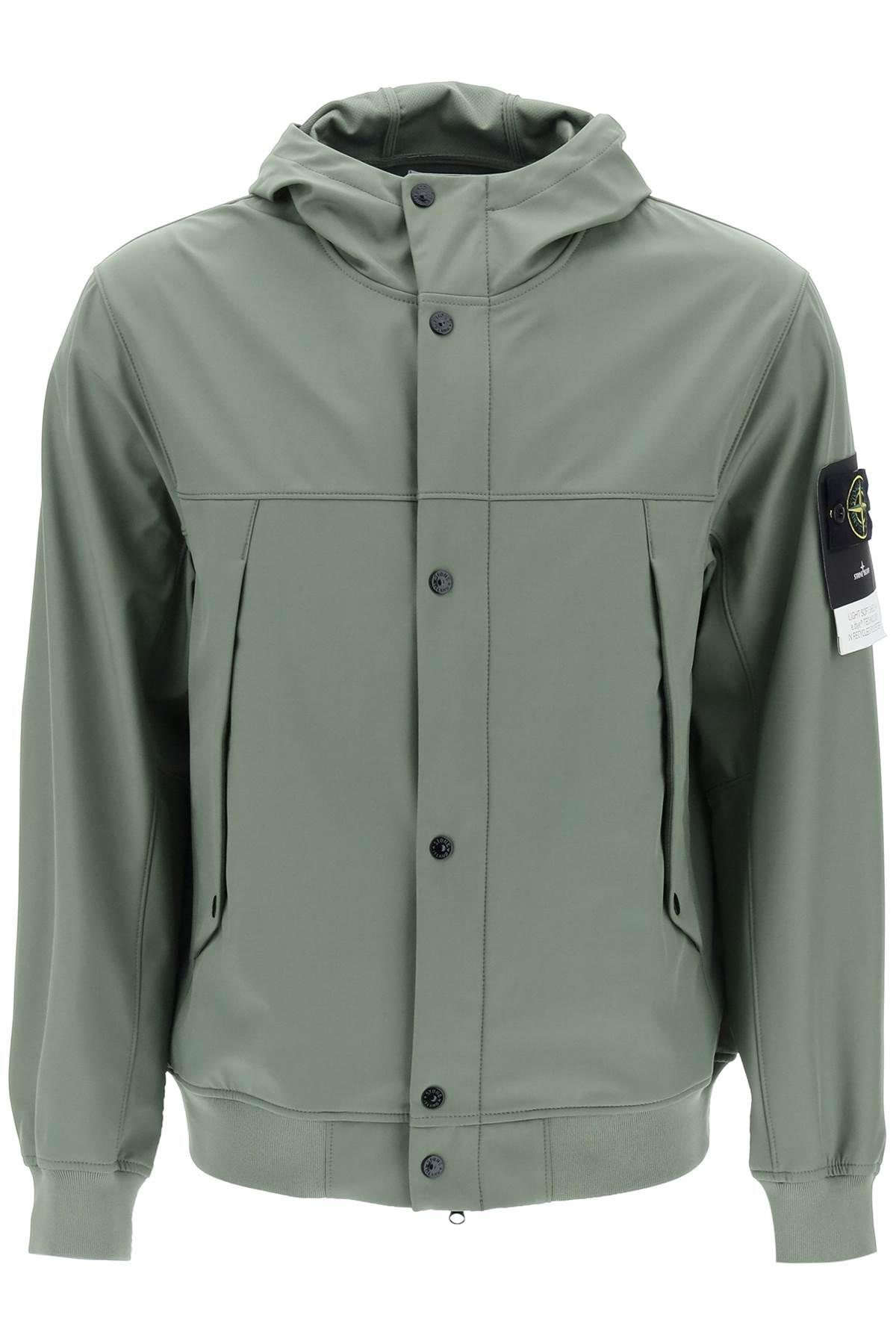 Stone Island Light Soft Shell-R Hooded Jacket in Green for