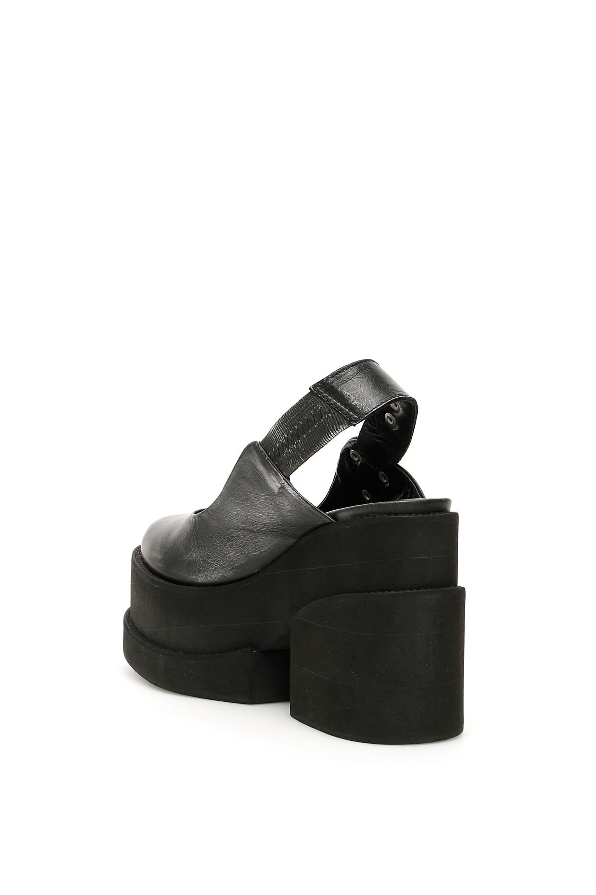 Ganni Leather Slingback Wedges in Grey,Black (Black) - Lyst