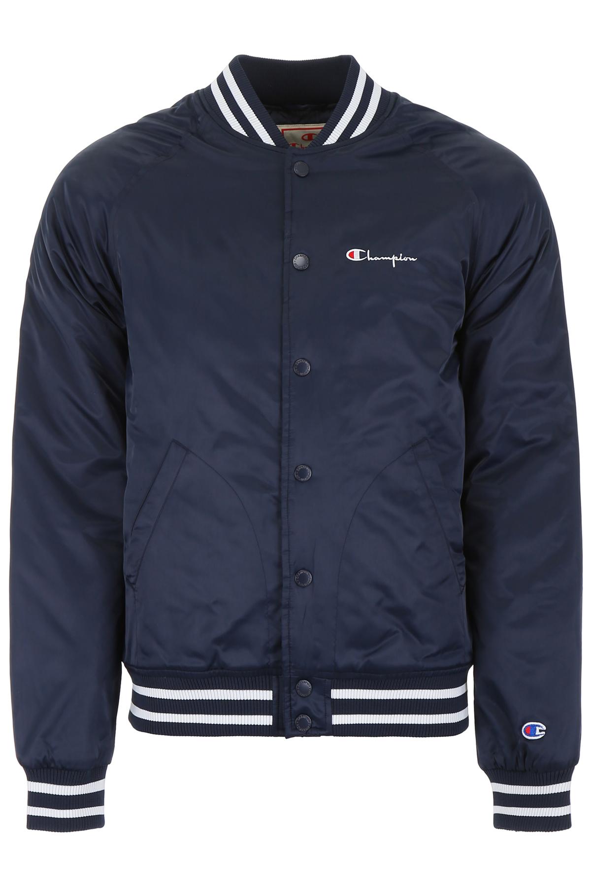 Champion Synthetic Logo Varsity Jacket in Blue,White (Blue) for Men Lyst