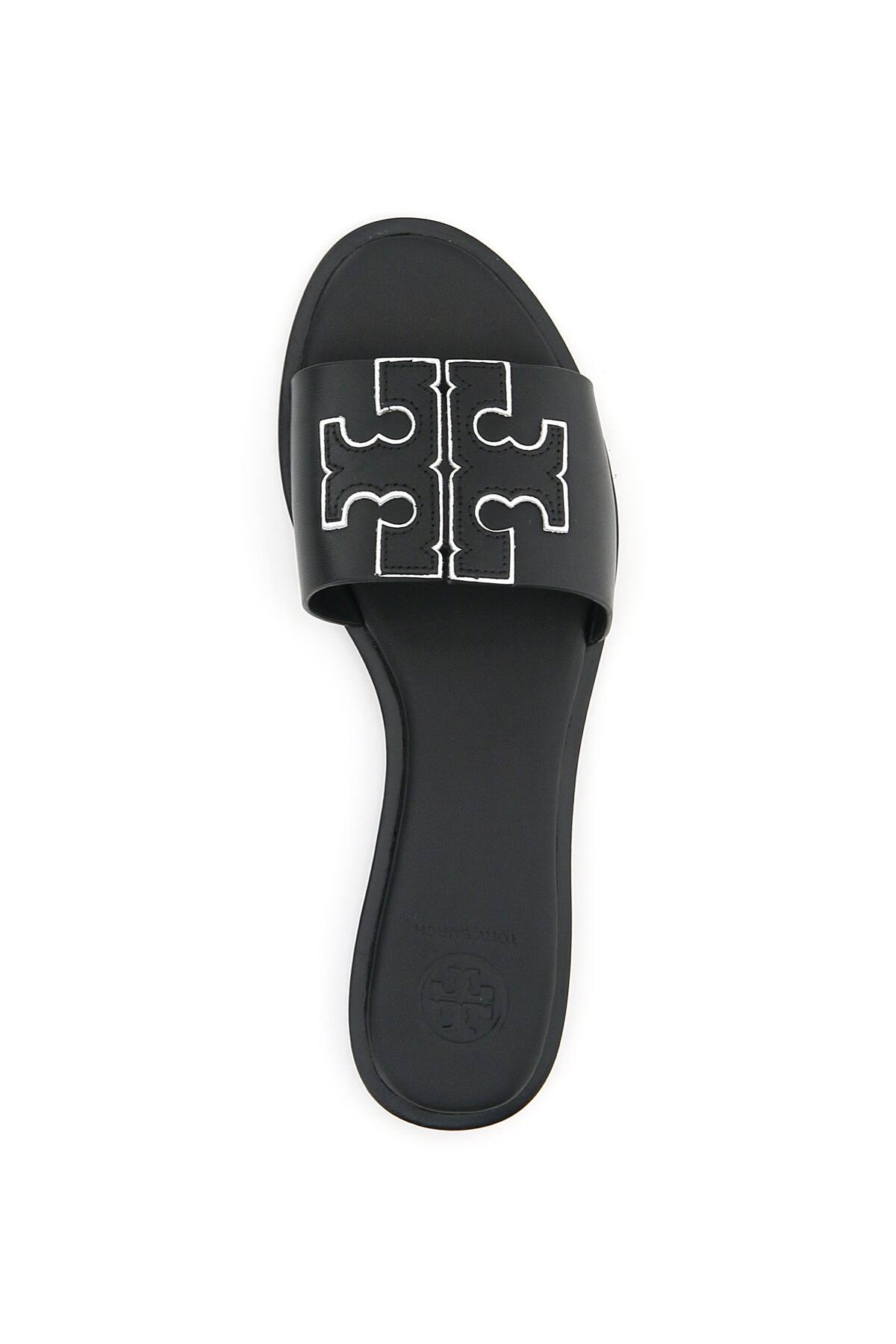 Tory Burch Leather Ines Monogram Mules in Black,Silver (Black) - Lyst