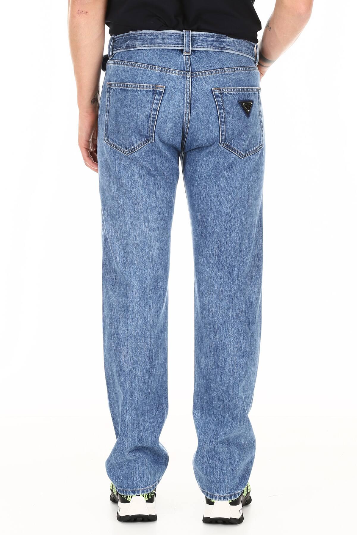 Dwingend Ruïneren punch Prada Jeans With Triangle Logo in Blue for Men | Lyst