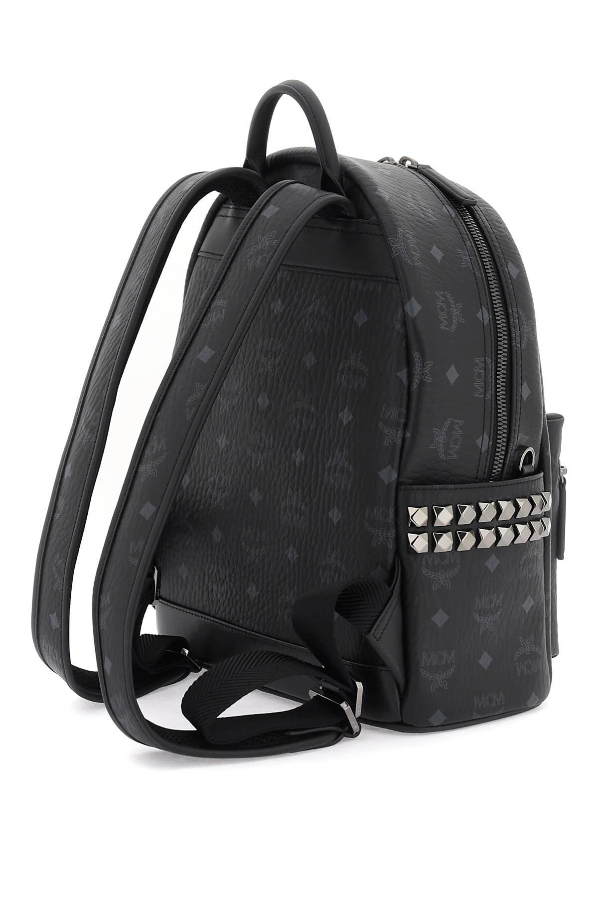 Black mcm backpack with studs hotsell