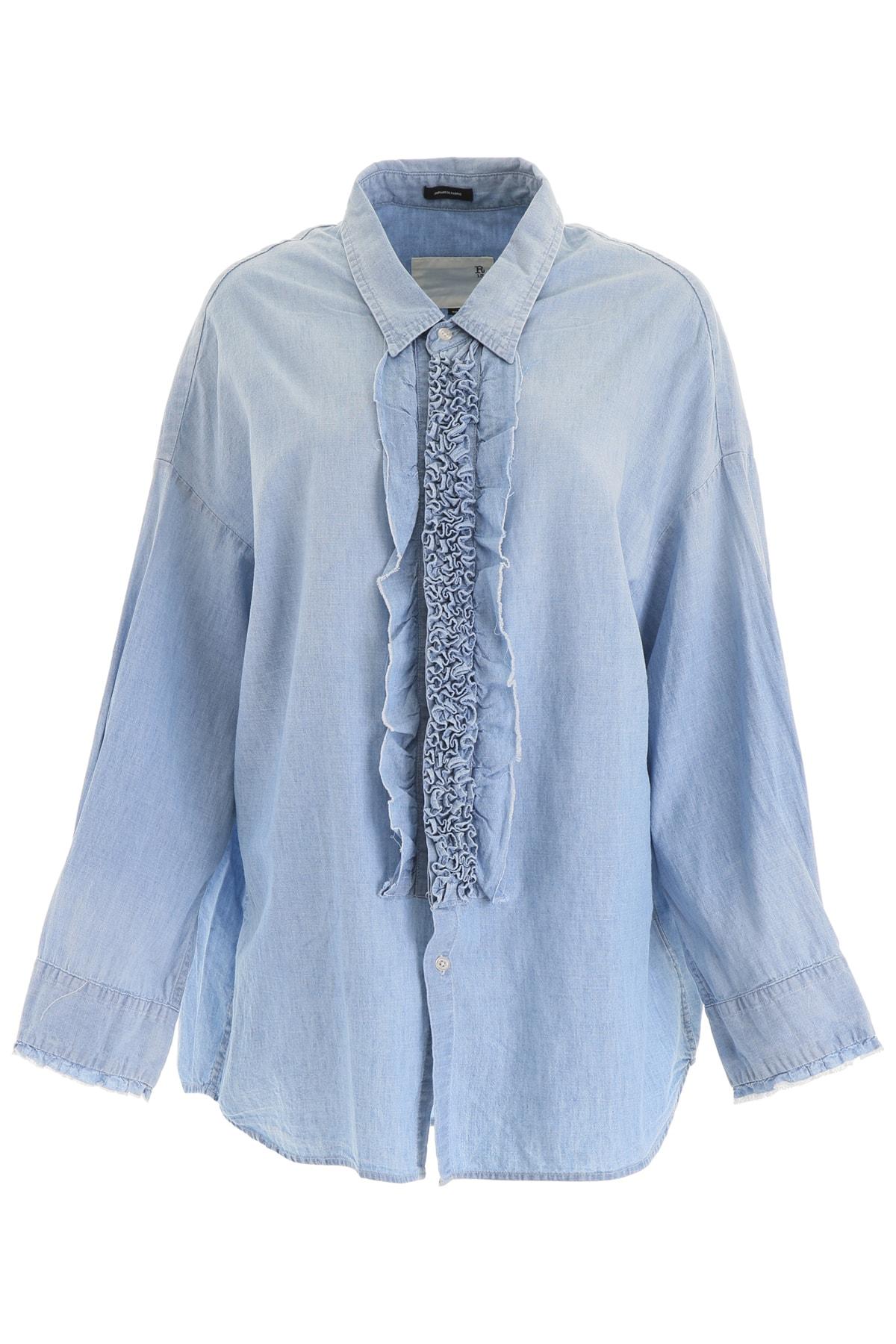 R13 Satin Ruffled Shirt in Light Blue (Blue) - Save 21% - Lyst