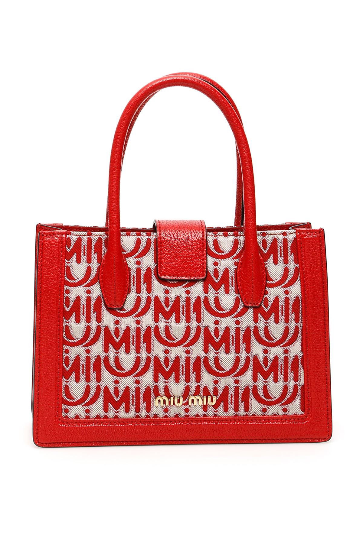 Miu Miu Matelassé Small Tote Bag in Red