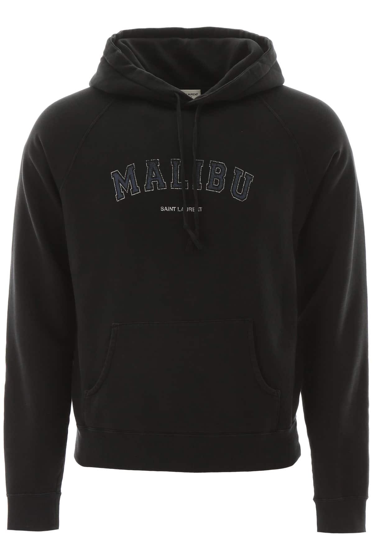 Saint Laurent Malibu Logo Cotton Hoodie in Black for Men - Save 48% - Lyst