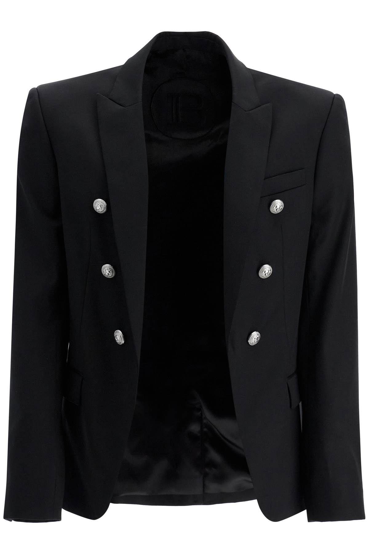 Balmain Six Button Wool Jacket in Black for Men Lyst