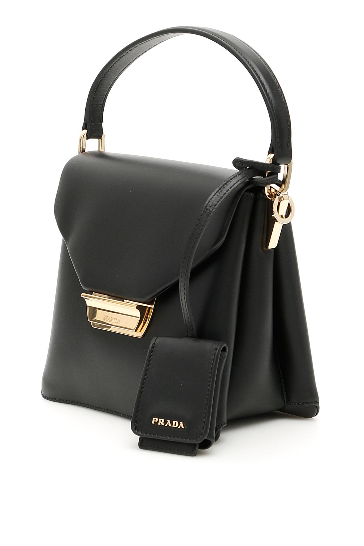 Prada Leather Top Handle Bag in Black Lyst