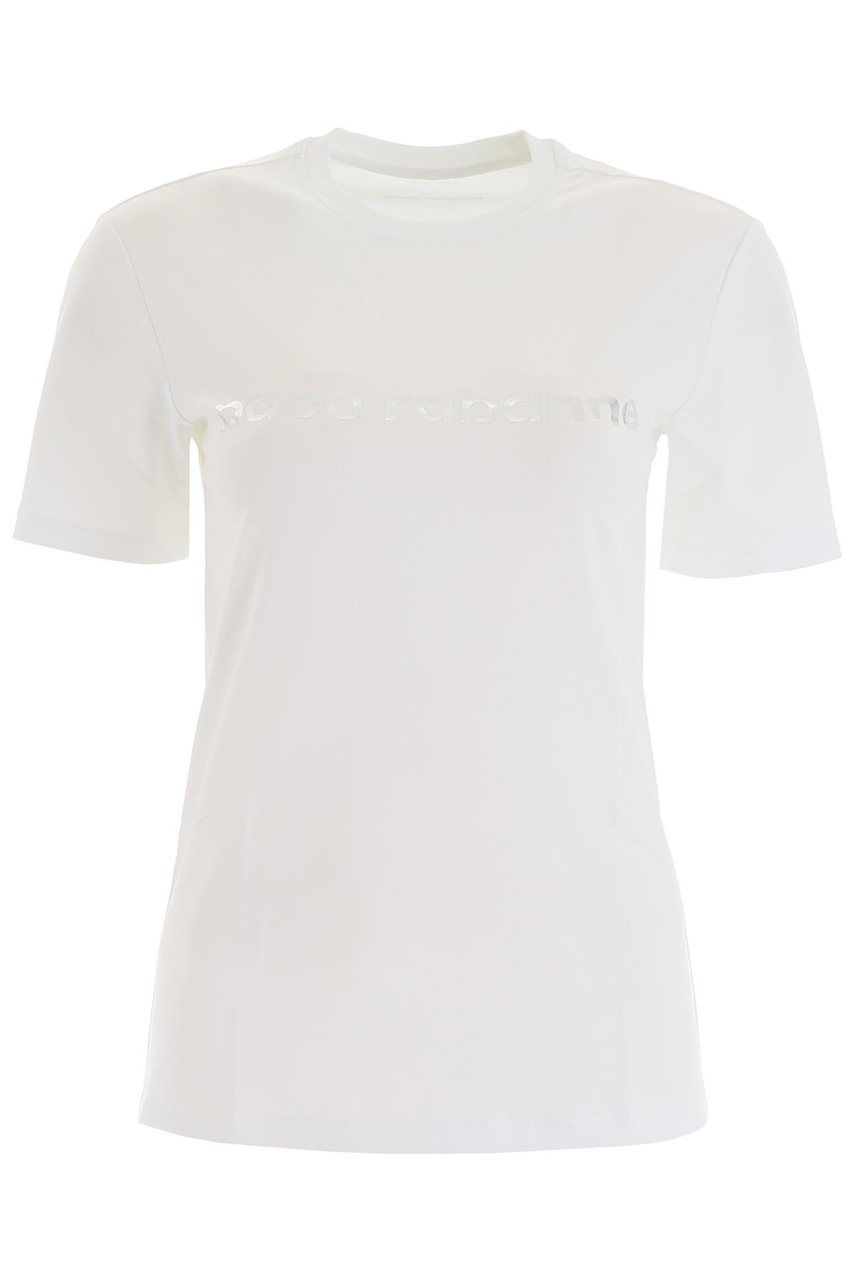 Paco Rabanne Cotton Logo T-shirt in White,Silver (White) - Lyst
