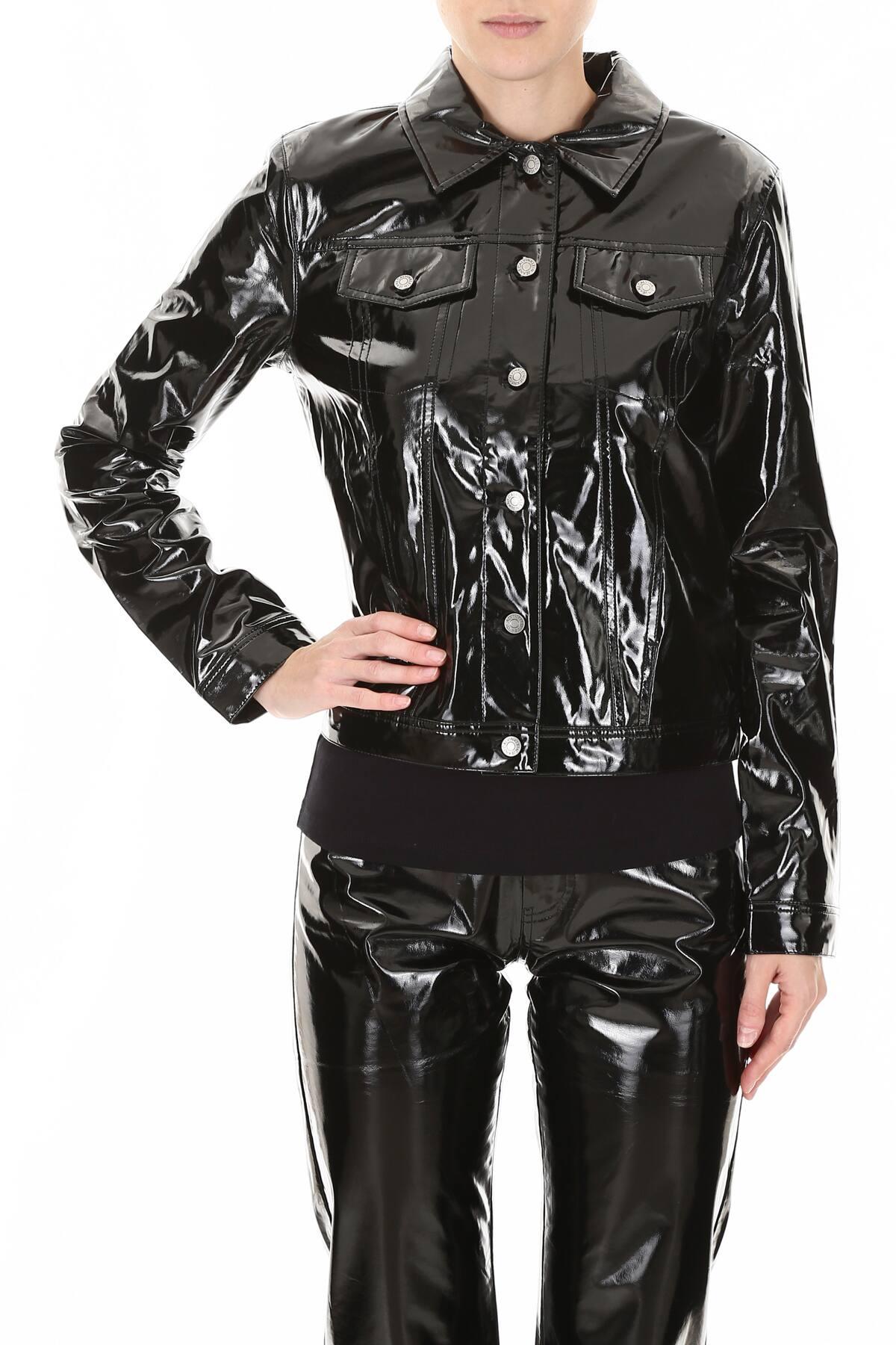 Calvin Klein Denim Vinyl Jacket in Black | Lyst